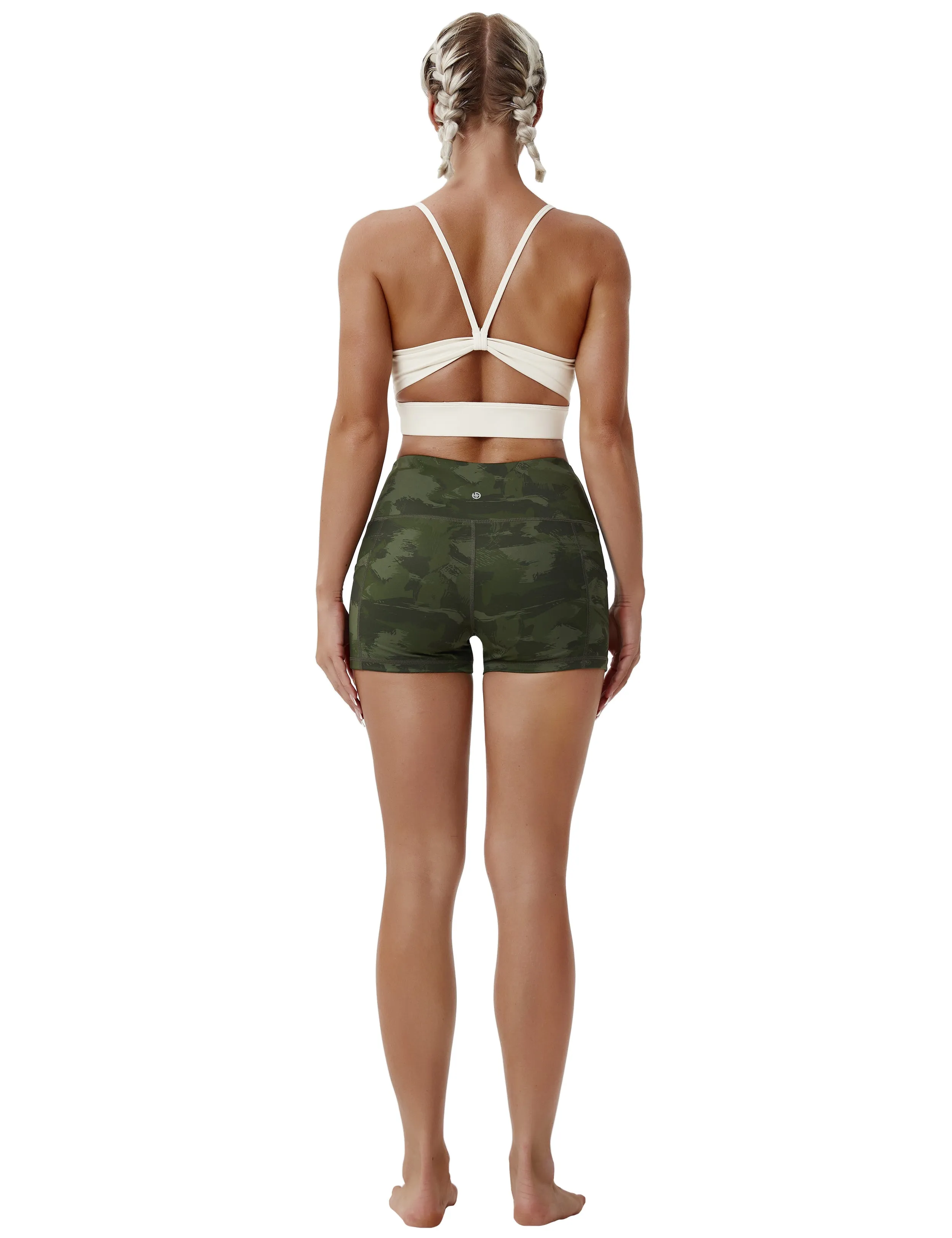 2.5" Printed Side Pockets Gym Shorts green brushcamo ins_Gym