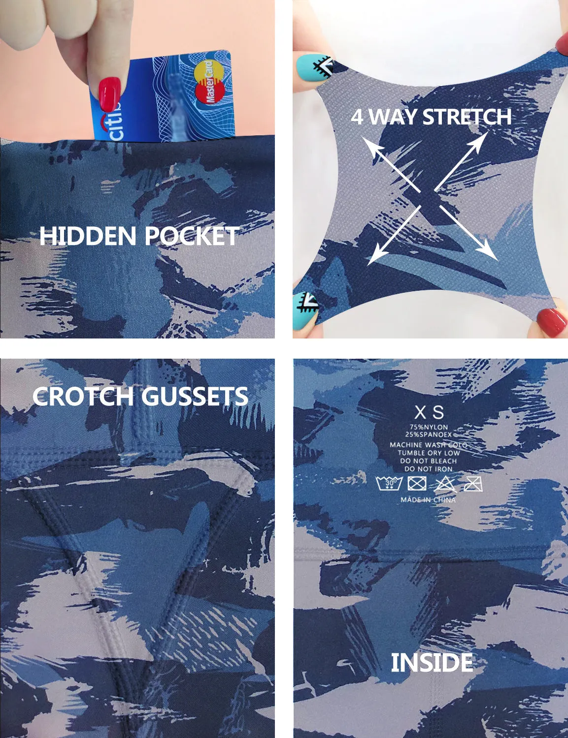 2.5" Printed Side Pockets Plus Size Shorts navy brushcamo_Plus Size