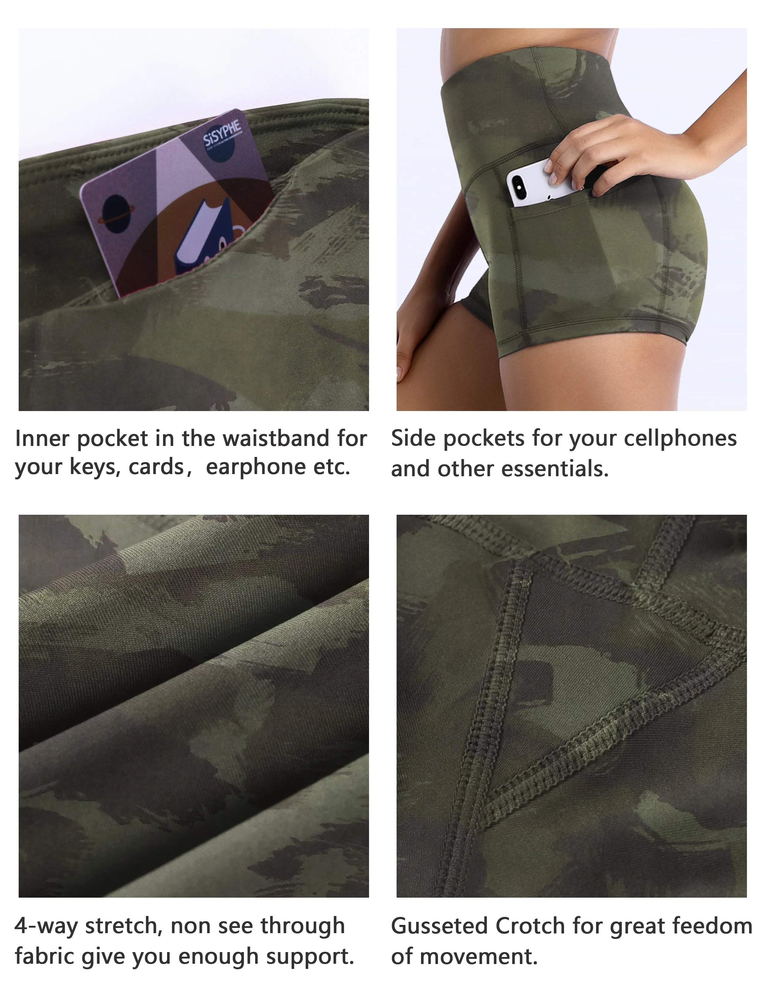 2.5" Printed Side Pockets Tall Size Shorts green brushcamo_Tall Size