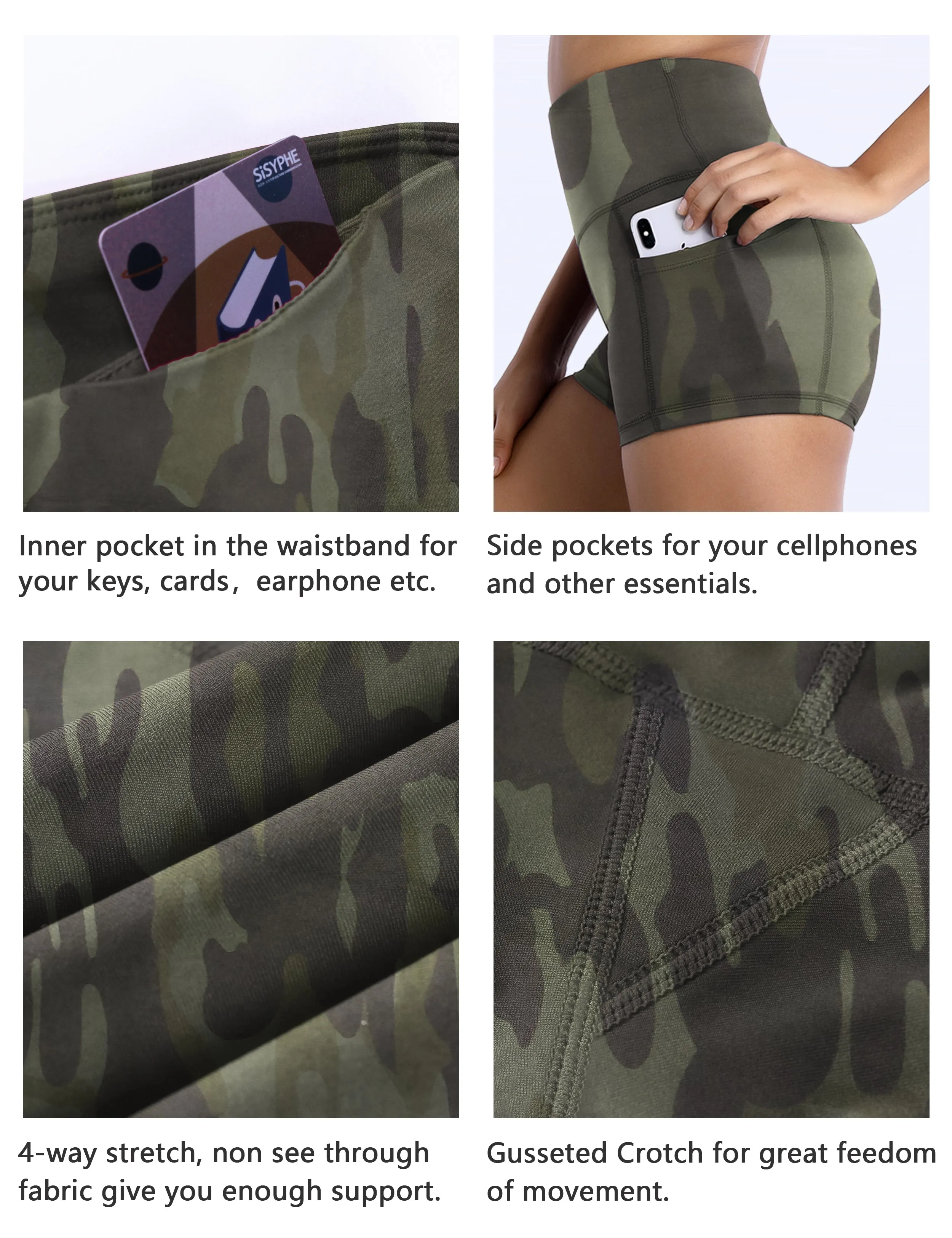 2.5" Printed Side Pockets Tall Size Shorts green camo_Tall Size