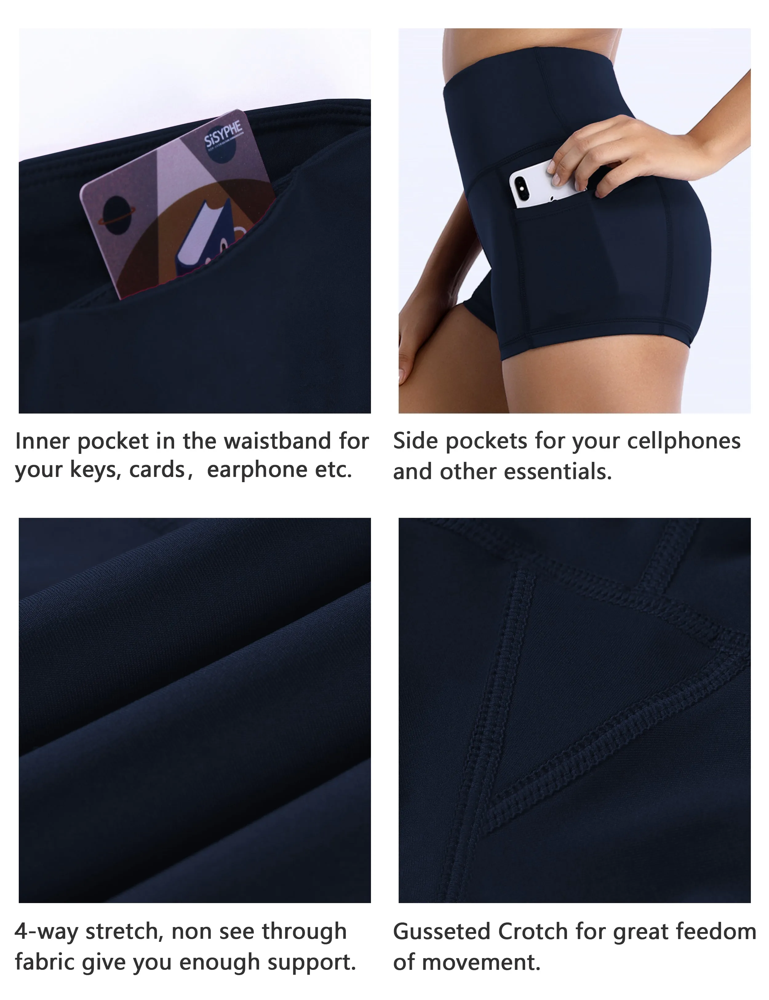 2.5" Side Pockets Yoga Shorts darknavy_yoga