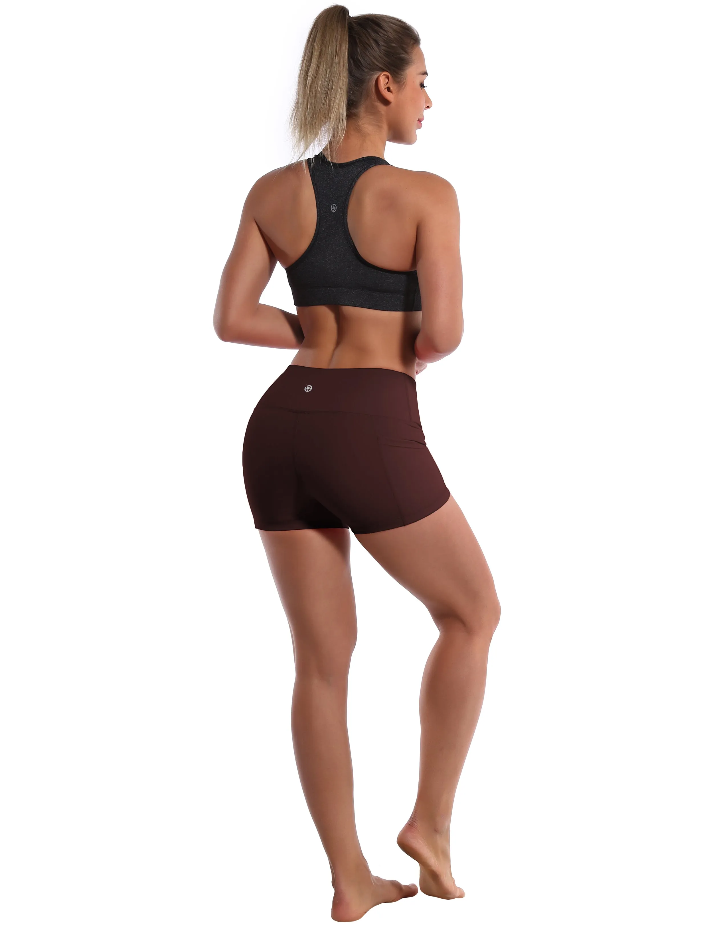 2.5" Side Pockets Yoga Shorts mahoganymaroon