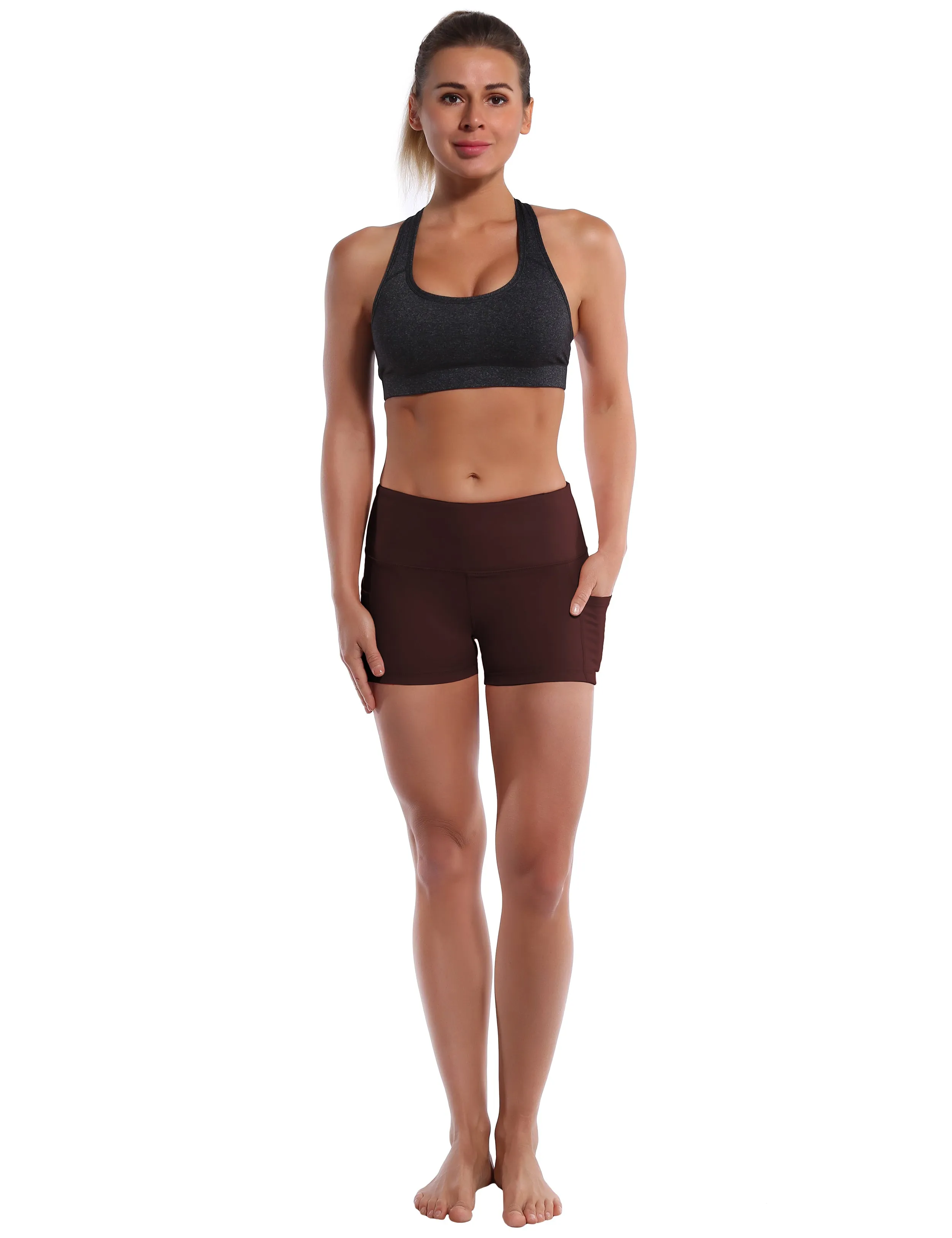 2.5" Side Pockets Yoga Shorts mahoganymaroon