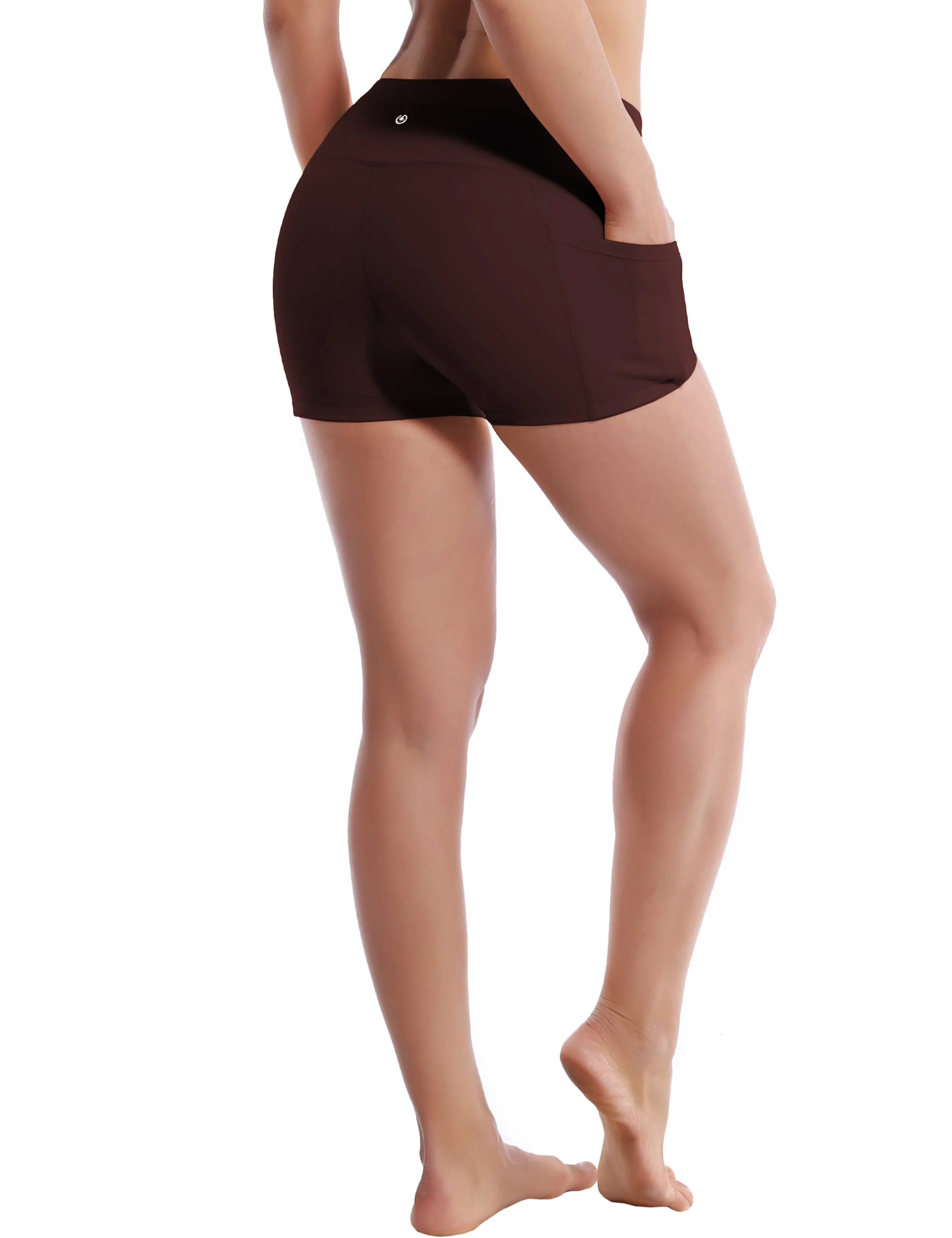 2.5" Side Pockets Yoga Shorts mahoganymaroon
