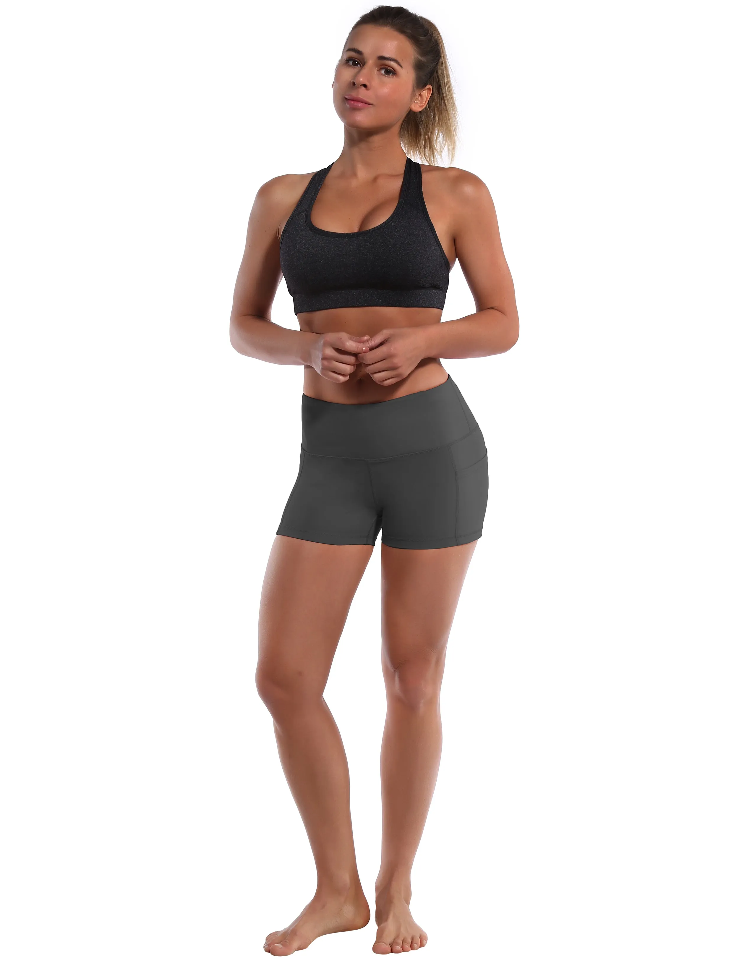 2.5" Side Pockets Yoga Shorts shadowcharcoal