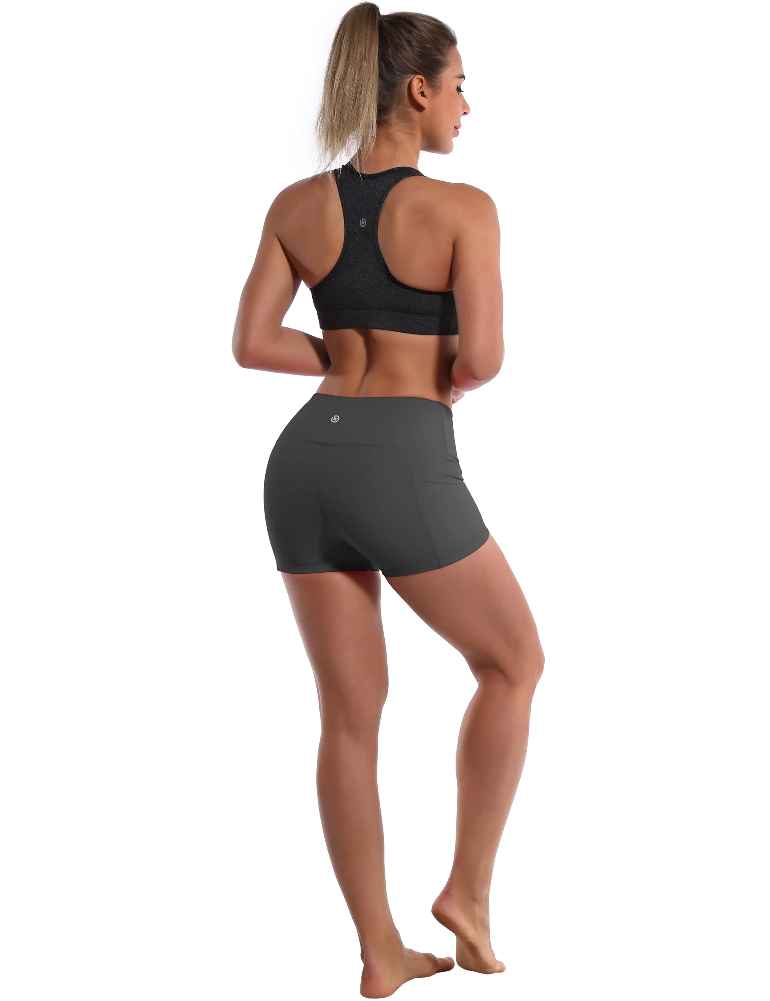 2.5" Side Pockets Yoga Shorts shadowcharcoal