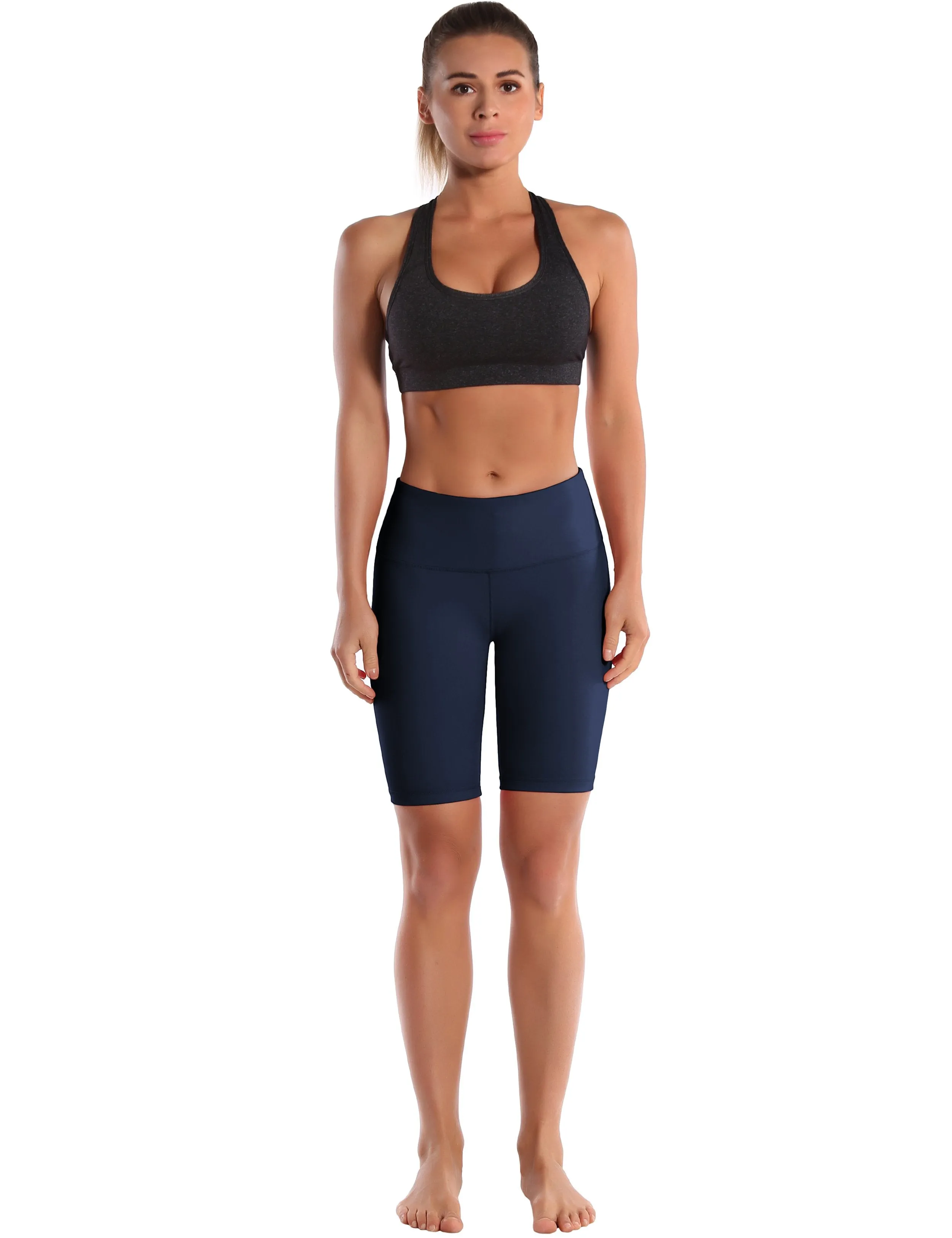 8" High Waist Plus Size Shorts darknavy ins_Plus Size