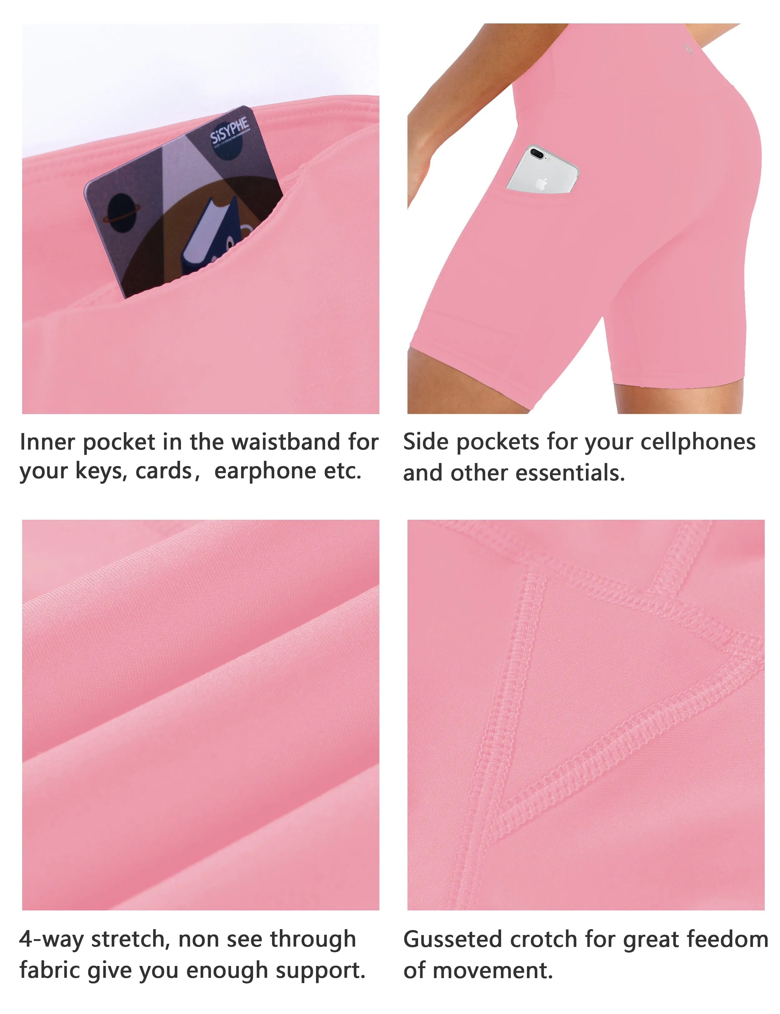 8" Side Pockets Yoga Shorts lemonadepink ins_yoga