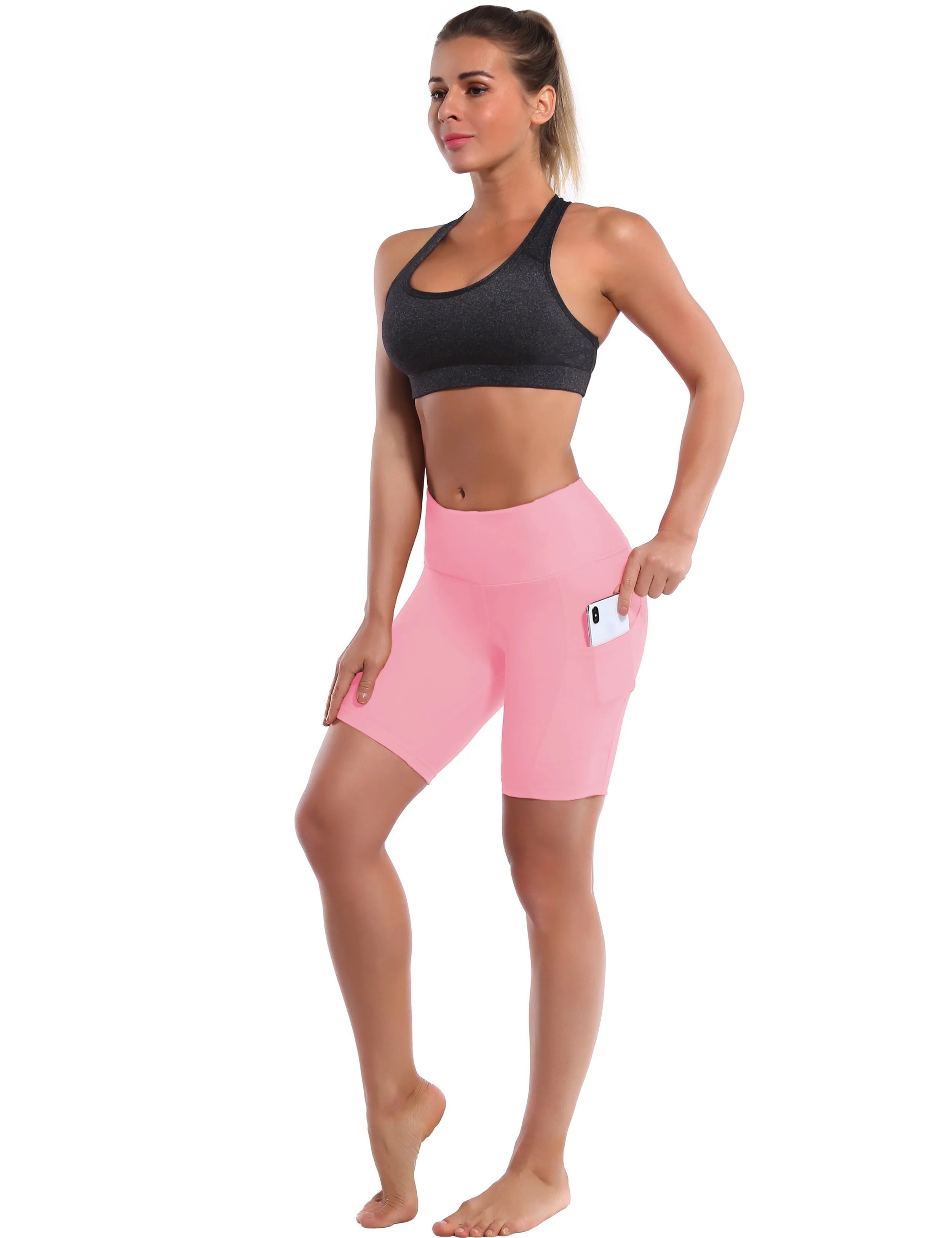 8" Side Pockets Yoga Shorts lemonadepink ins_yoga