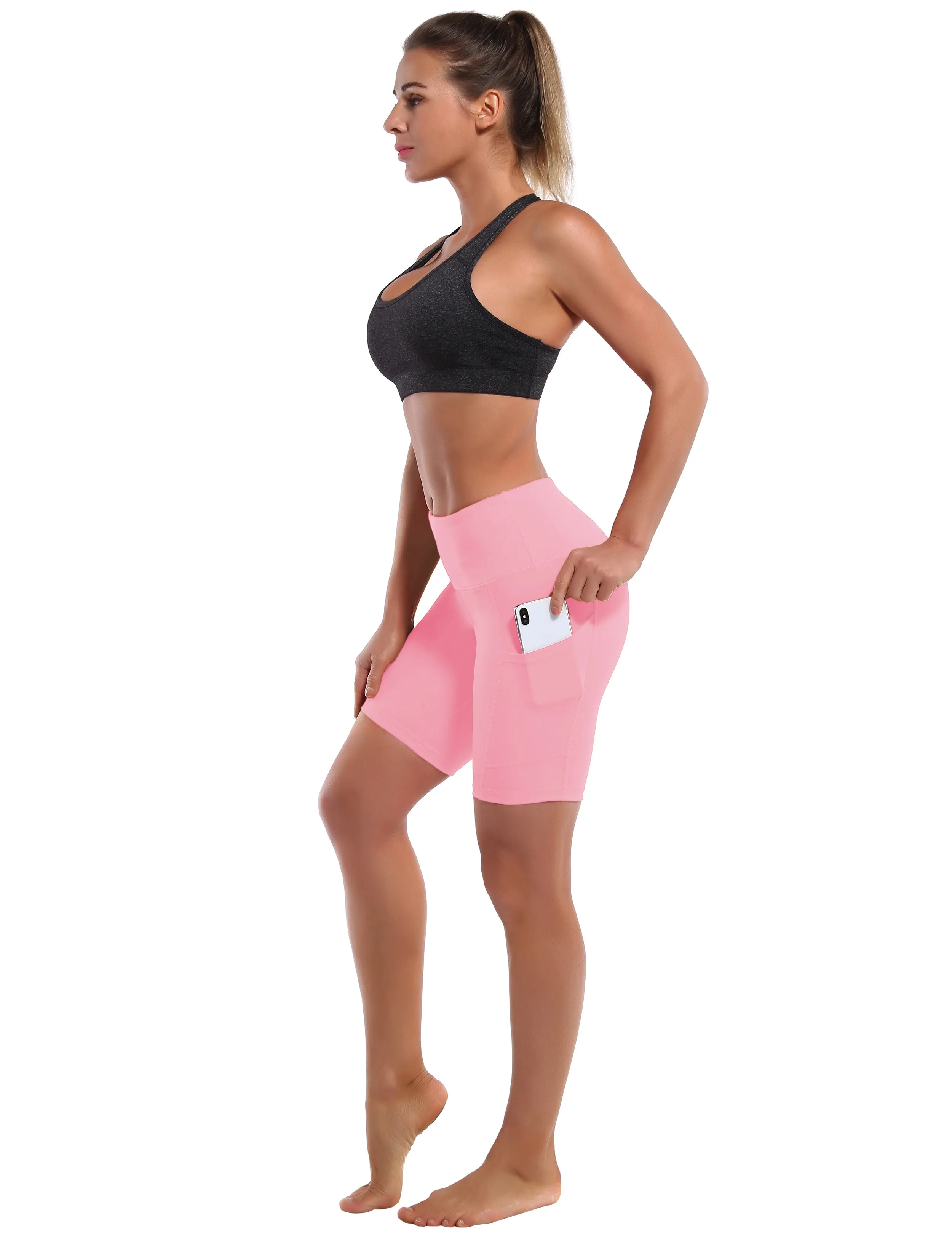 8" Side Pockets Yoga Shorts lemonadepink ins_yoga