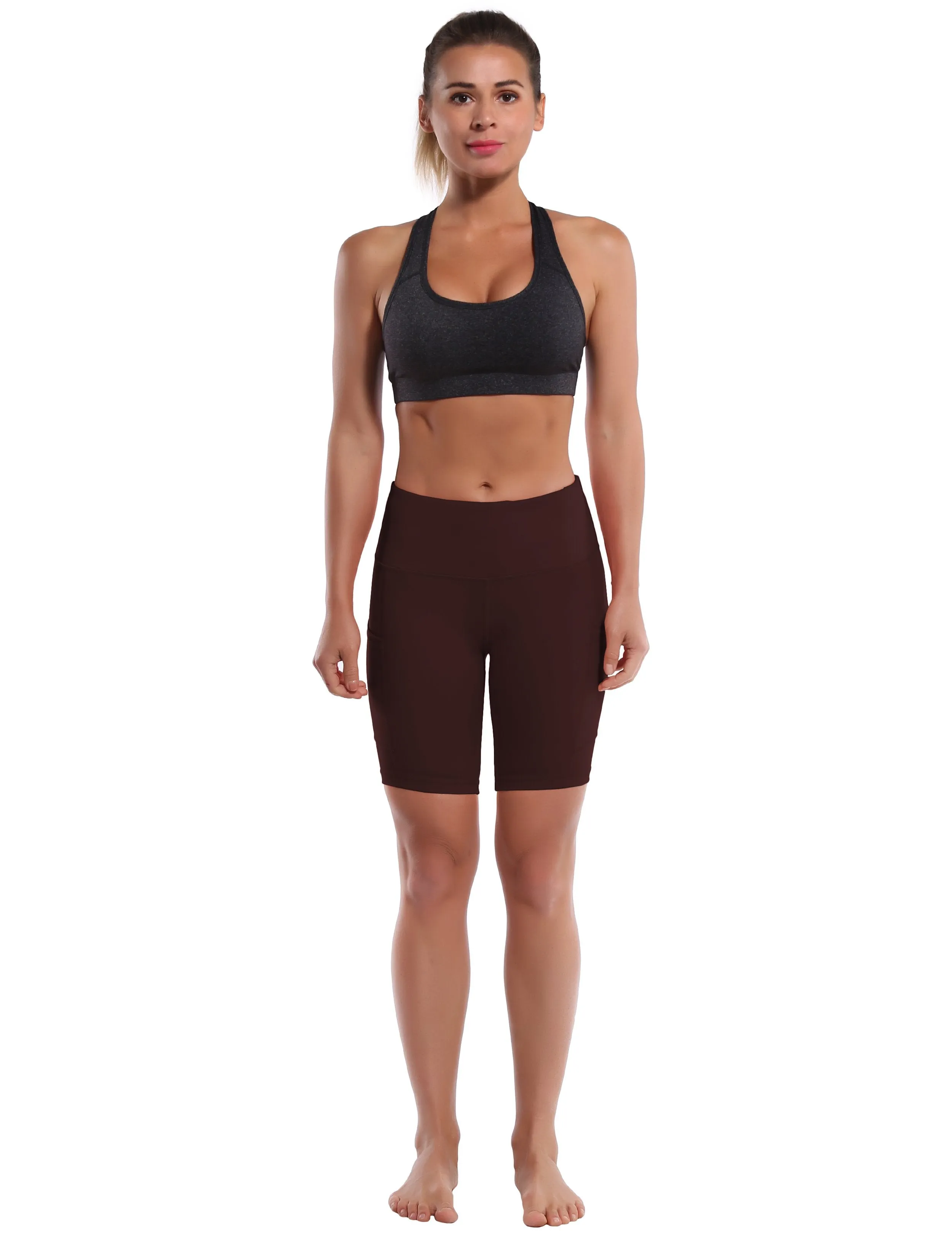 8" Side Pockets Yoga Shorts mahoganymaroon ins_yoga