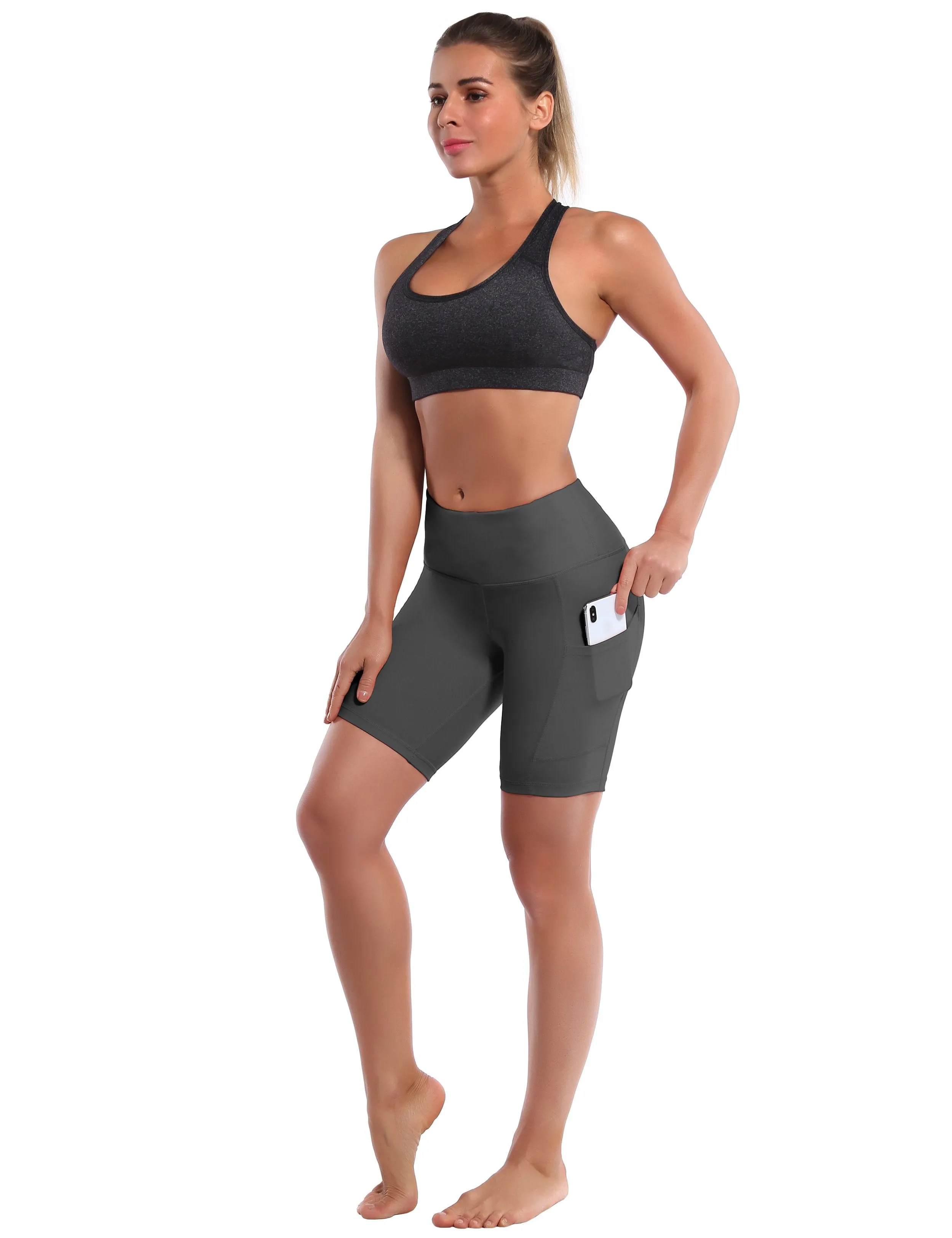 8" Side Pockets yogastudio Shorts shadowcharcoal ins_yogastudio