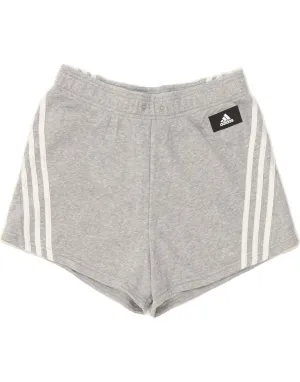 ADIDAS Womens Sport Shorts UK 10 Small  Grey Cotton
