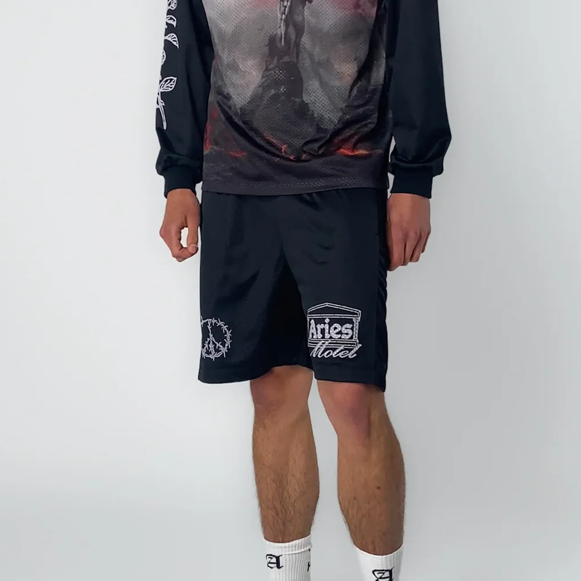 Aries Ramscape Airtex Shorts Black AR3005003