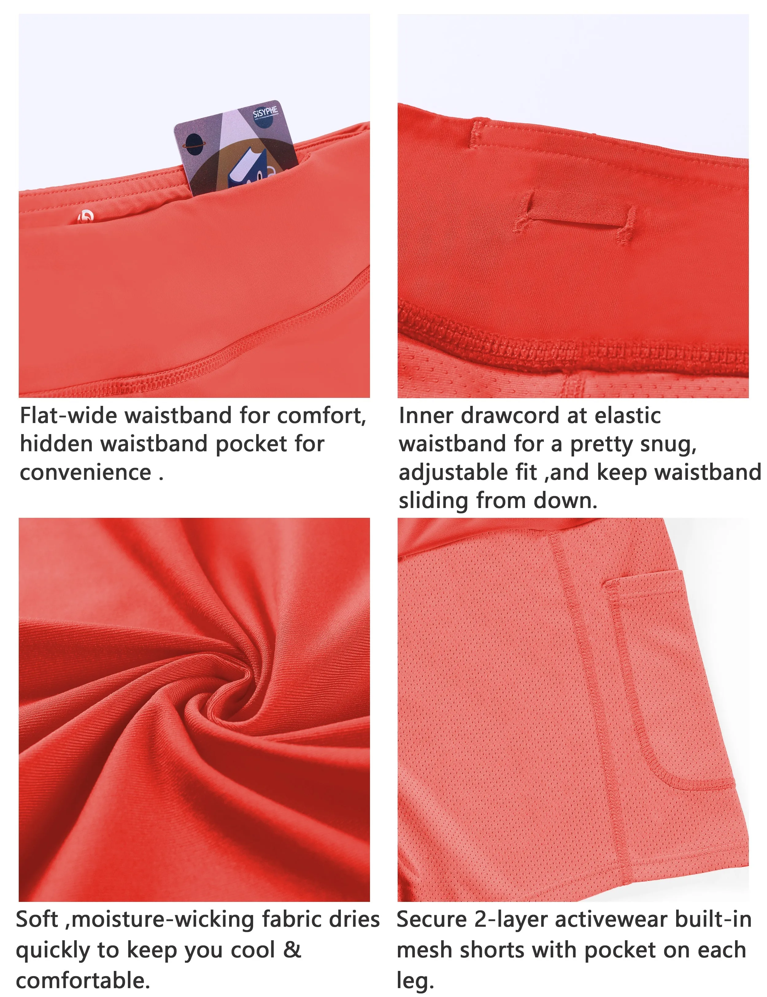 Athletic Tennis Golf Pleated Skort Awith Pocket Shorts coral_Golf