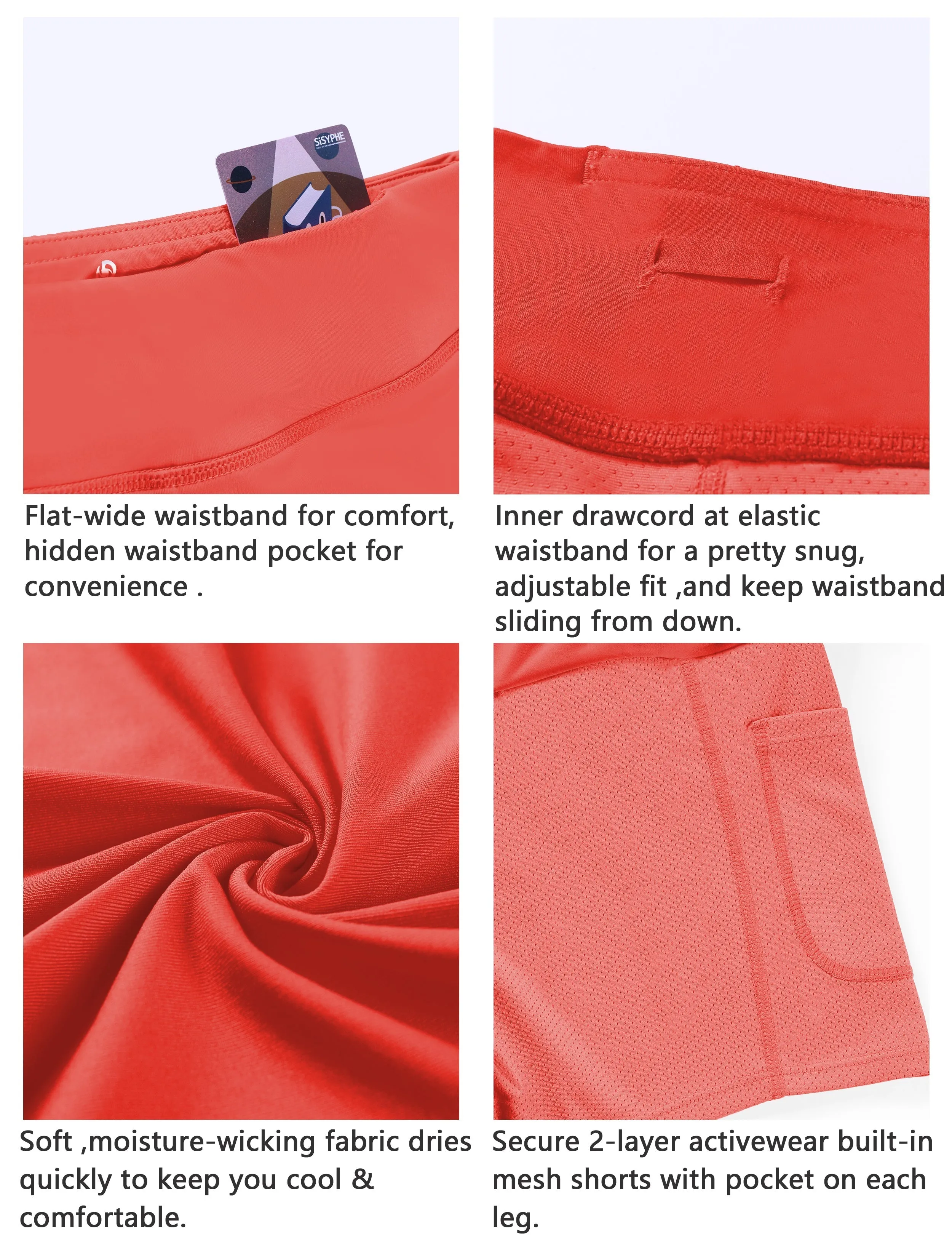Athletic Tennis Golf Pleated Skort Awith Pocket Shorts coral_Tall Size
