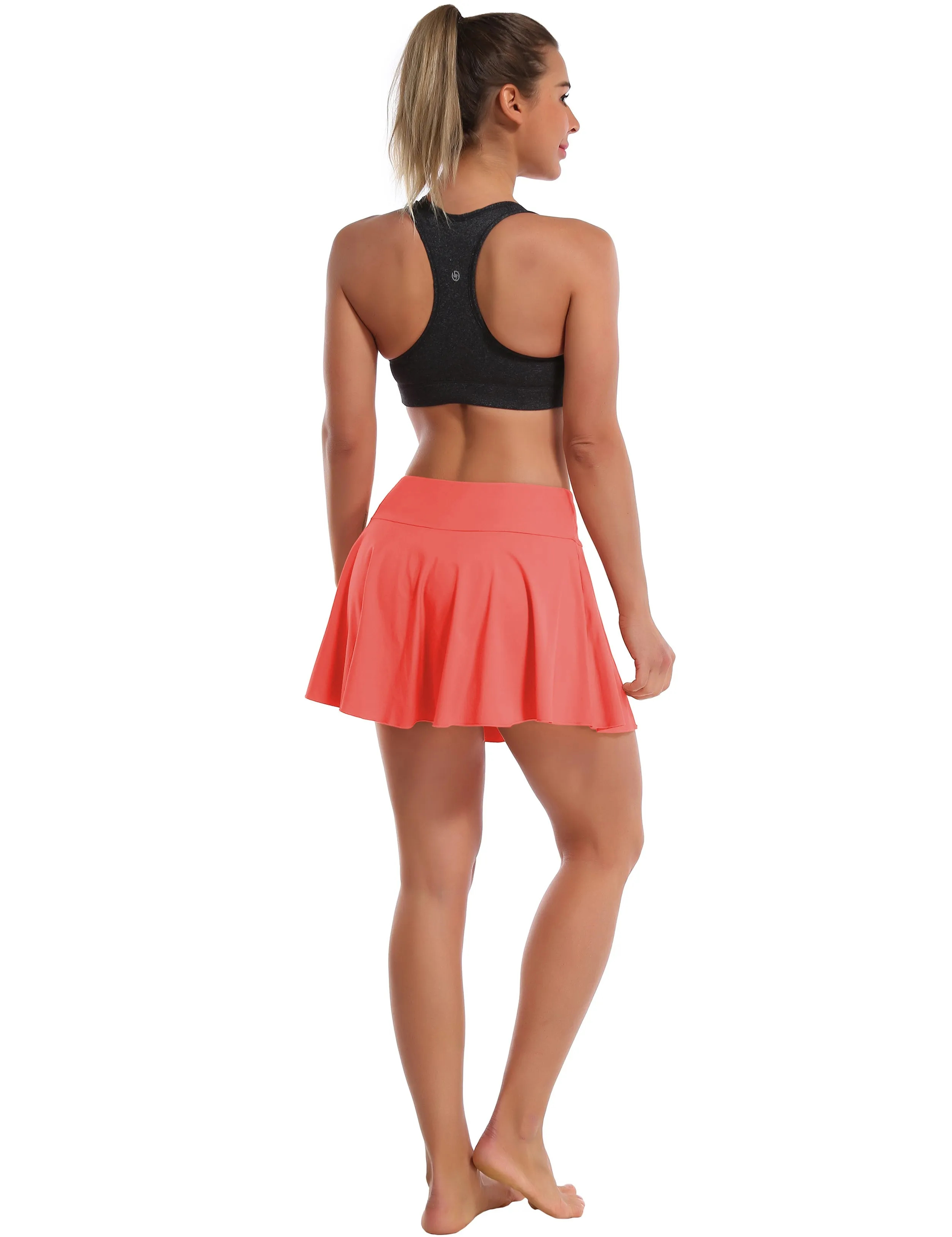 Athletic Tennis Golf Pleated Skort Awith Pocket Shorts coral_yoga