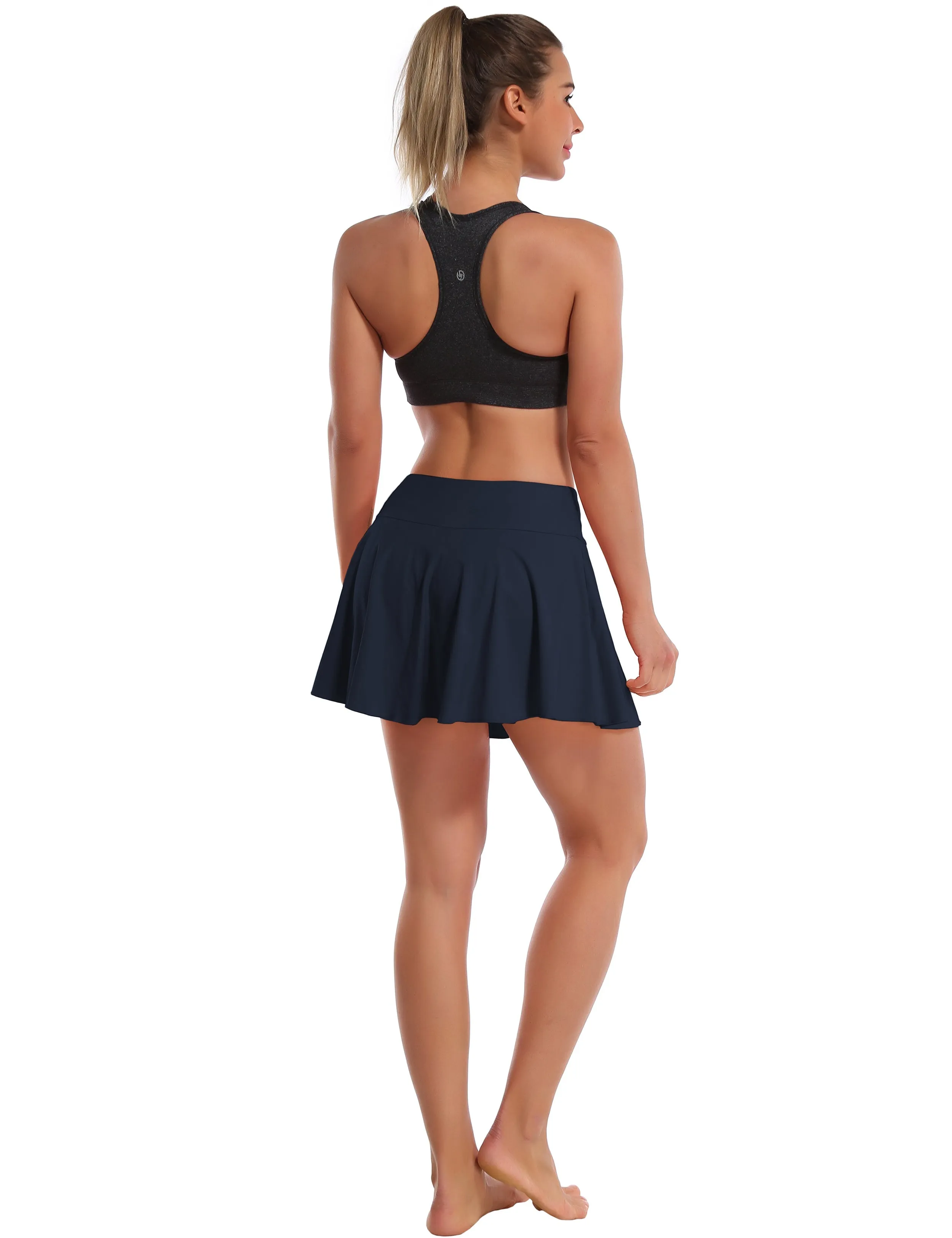 Athletic Tennis Golf Pleated Skort Awith Pocket Shorts darknavy ins_Running