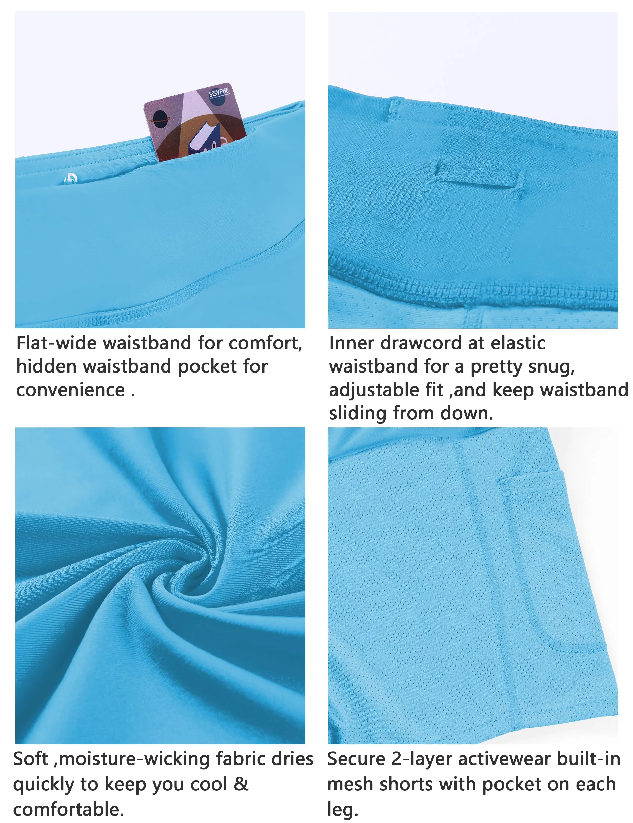 Athletic Tennis Golf Pleated Skort with Pocket Shorts blue_Tall Size