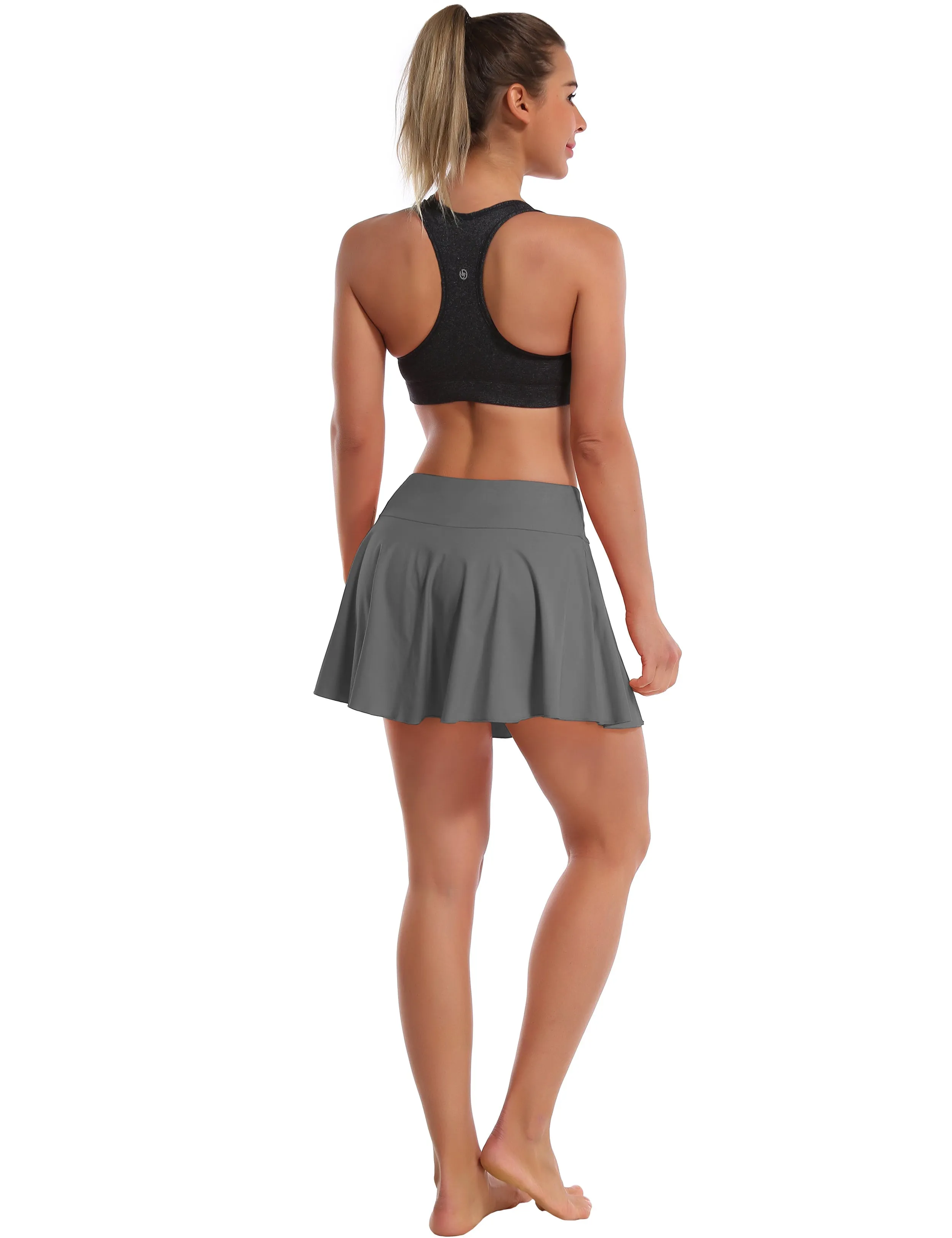 Athletic Tennis Golf Pleated Skort with Pocket Shorts gray_yoga