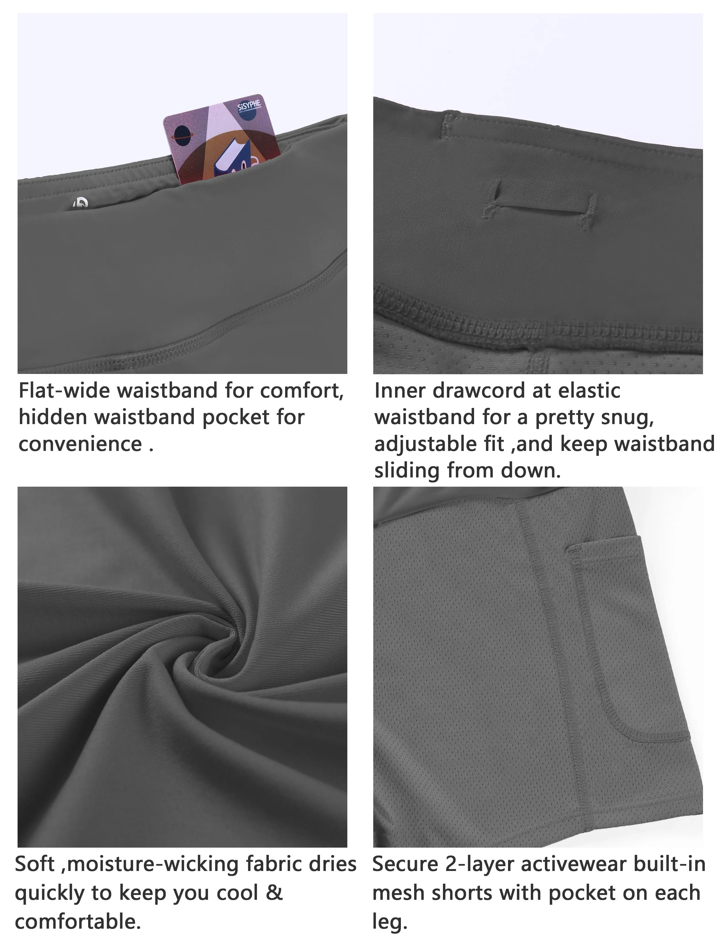 Athletic Tennis Golf Pleated Skort with Pocket Shorts gray_yoga