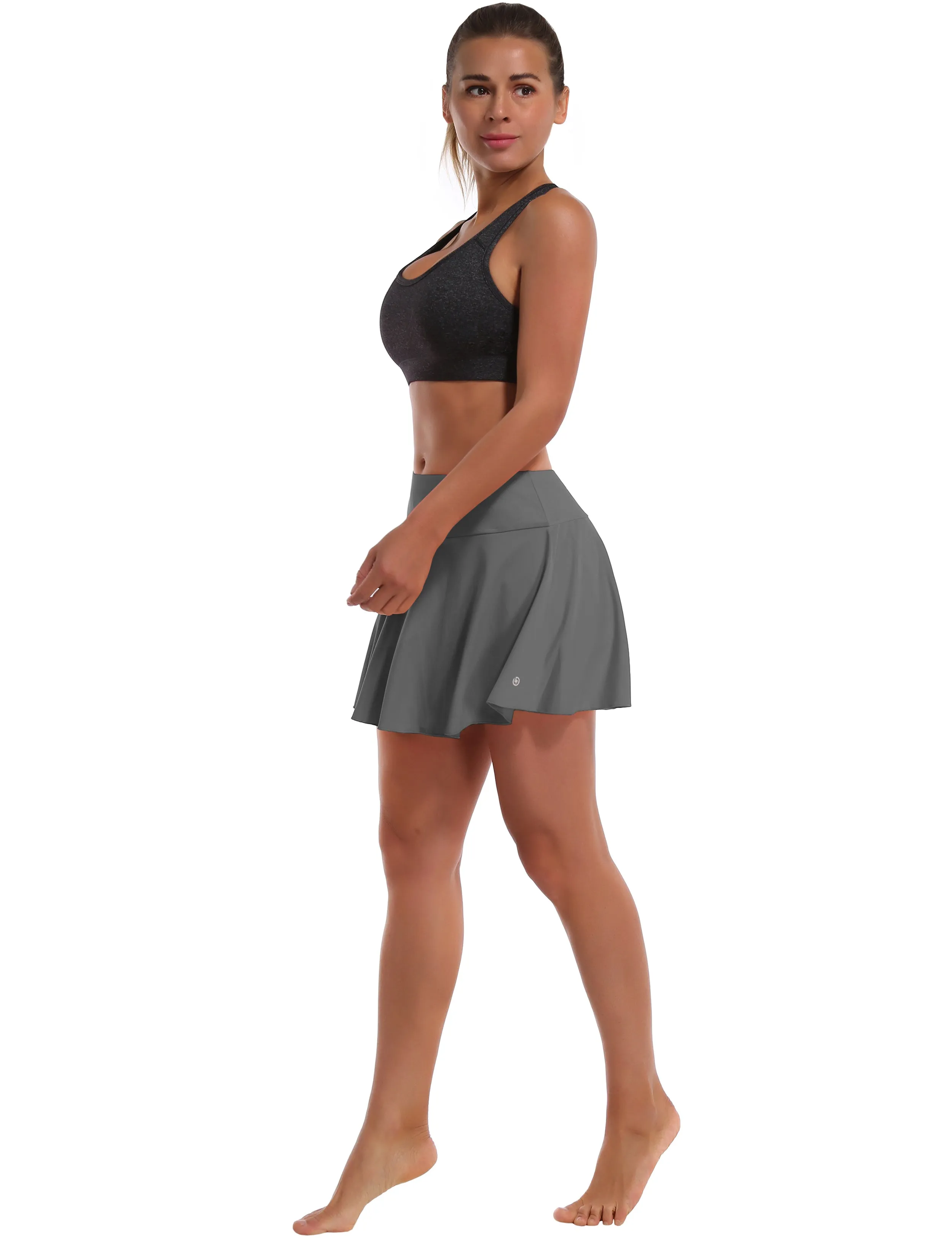 Athletic Tennis Golf Pleated Skort with Pocket Shorts gray_yoga