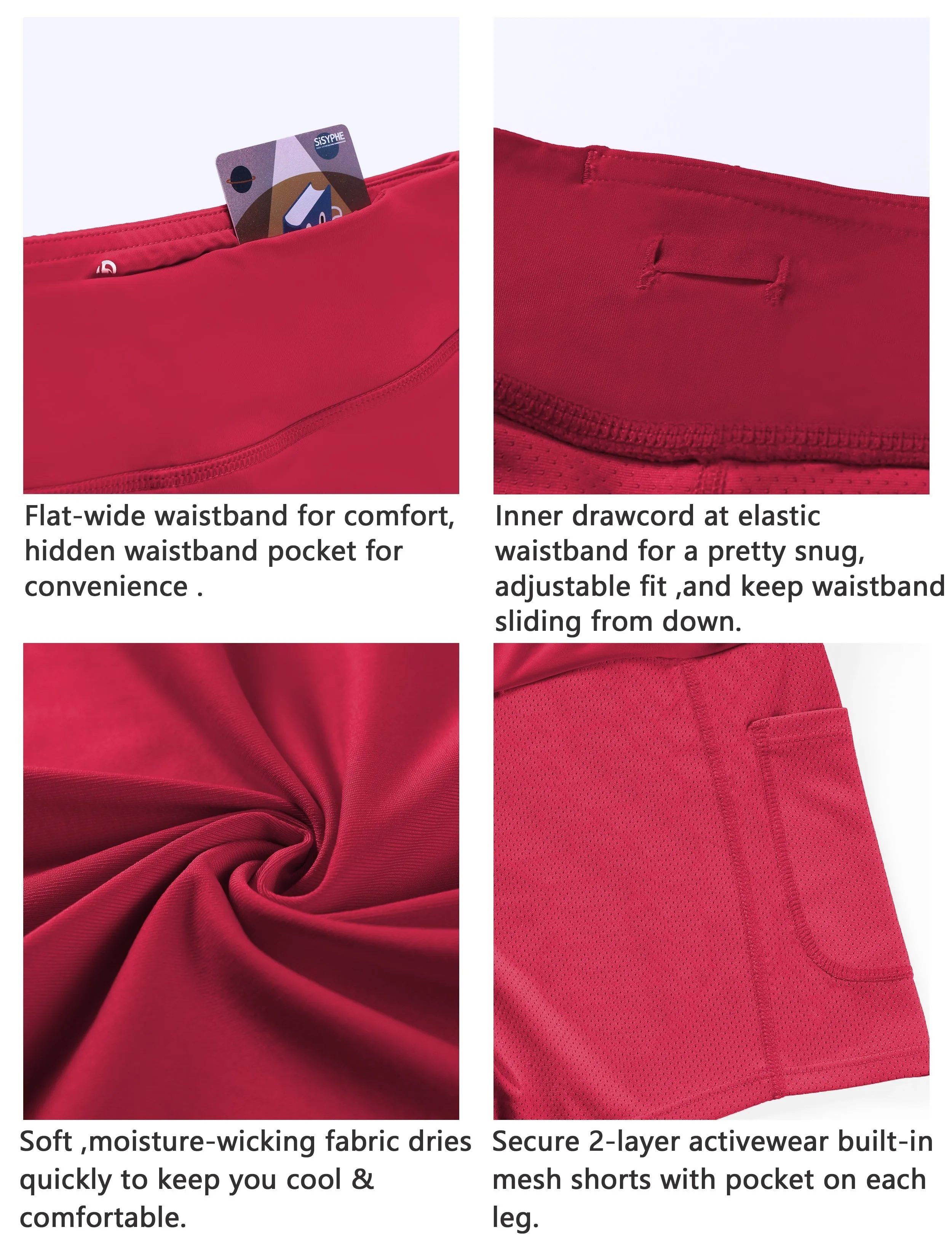 Athletic Tennis Golf Pleated Skort with Pocket Shorts rosecoral_yogastudio