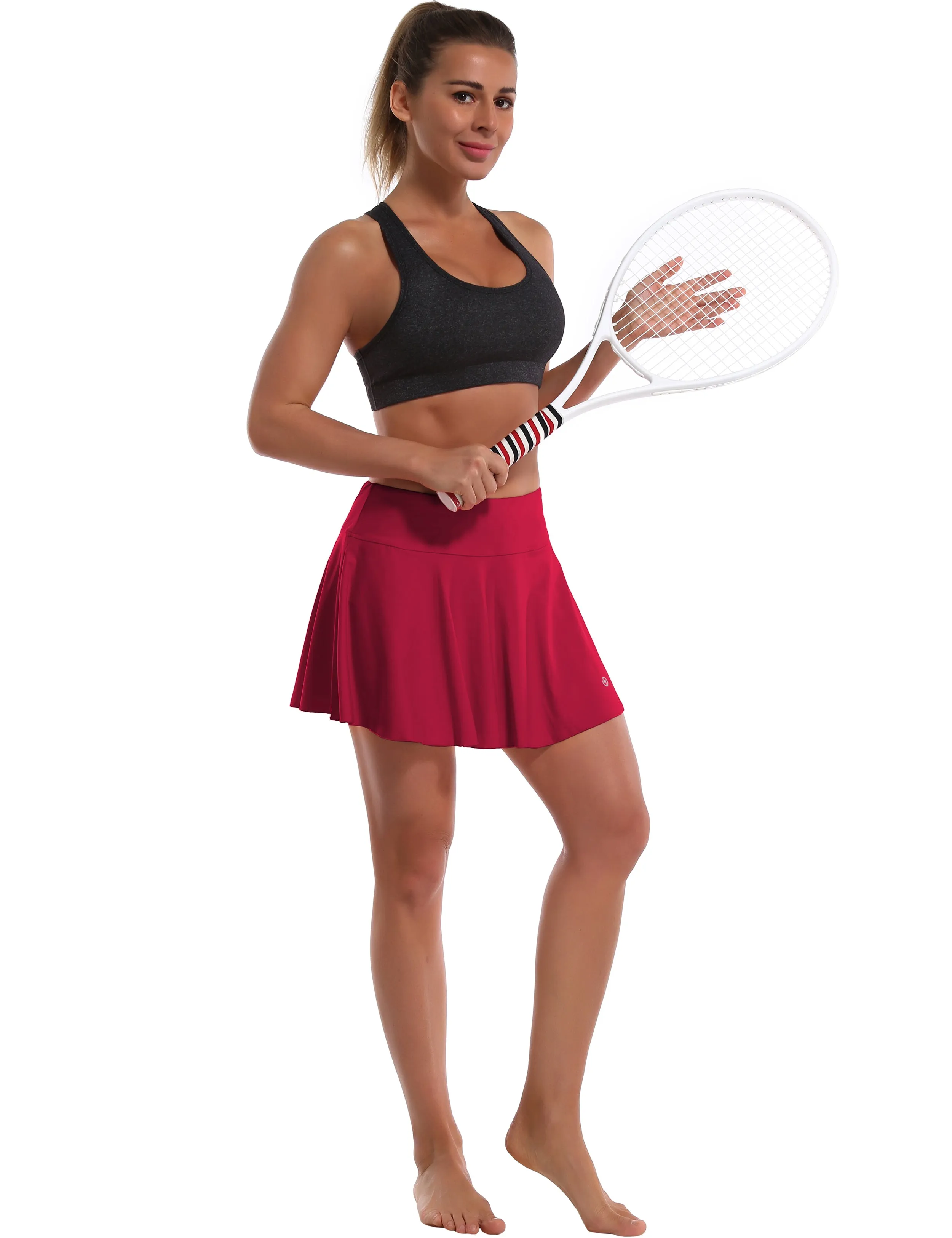 Athletic Tennis Golf Pleated Skort with Pocket Shorts rosecoral_yogastudio