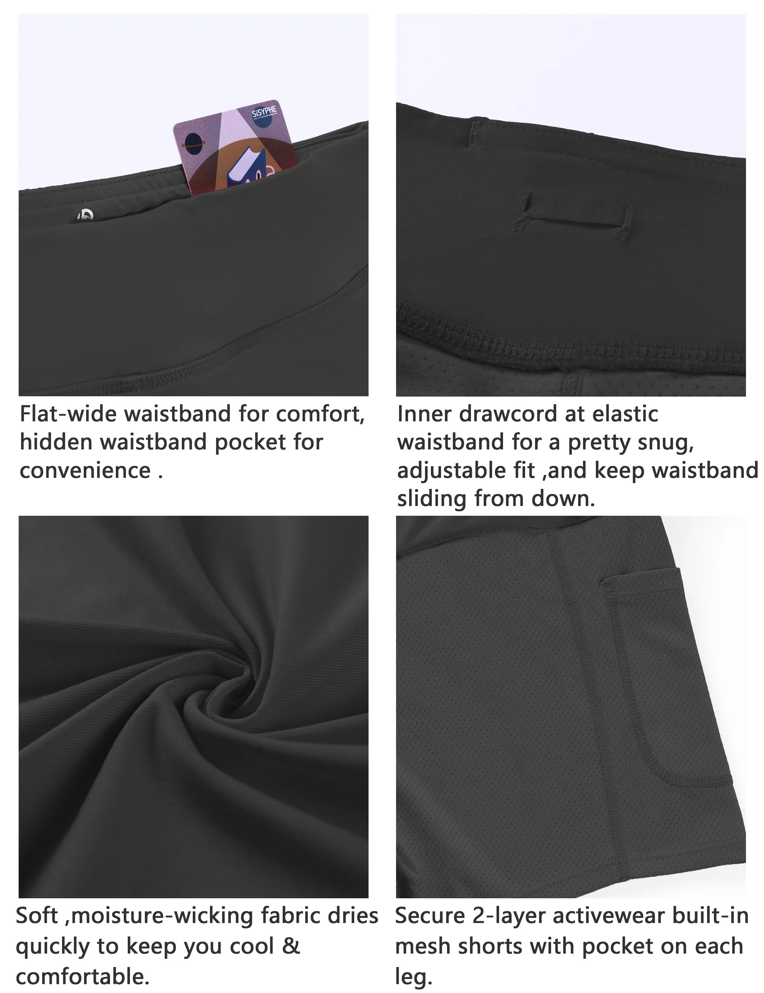 Athletic Tennis Golf Pleated Skort with Pocket Shorts shadowcharcoal_Golf