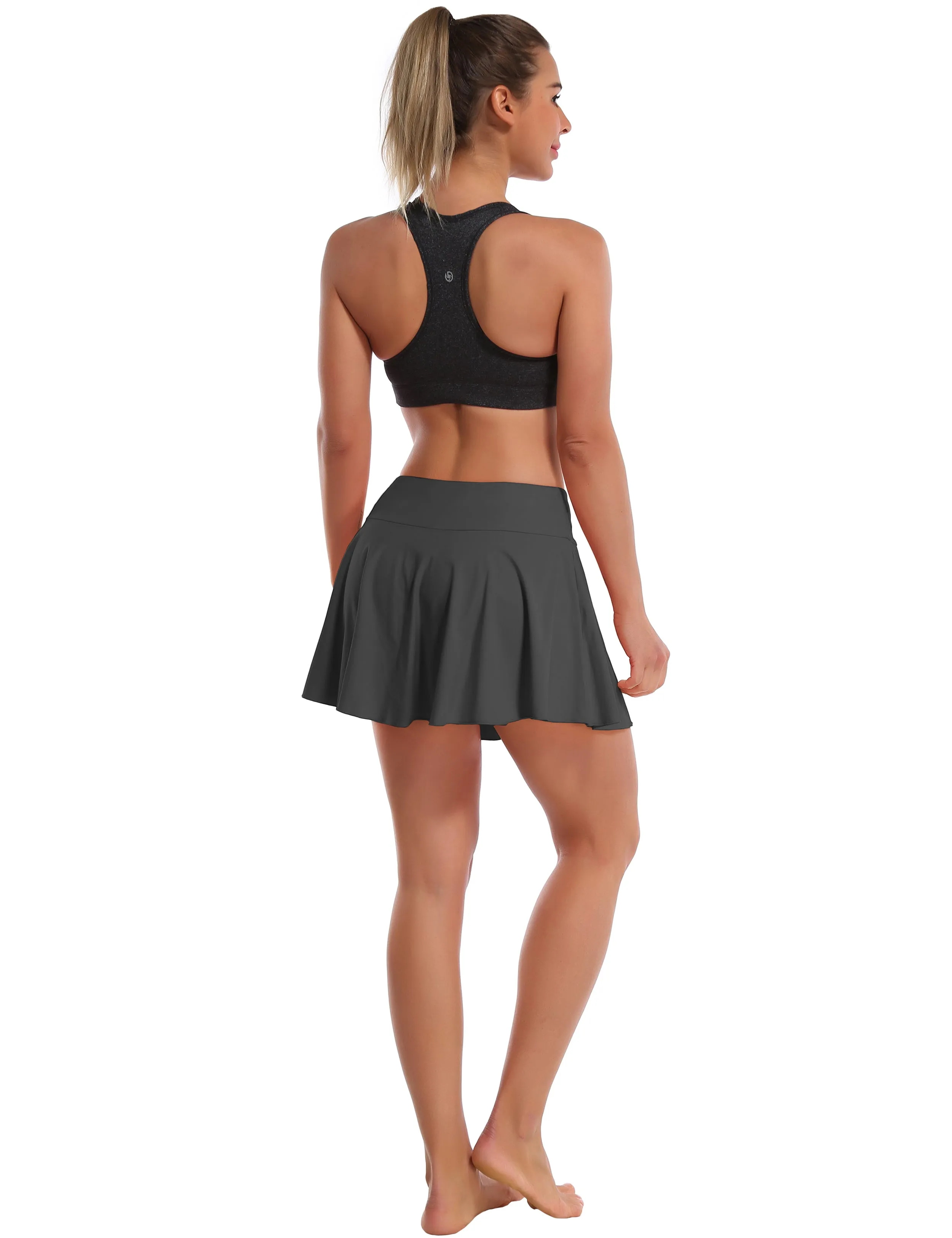 Athletic Tennis Golf Pleated Skort with Pocket Shorts shadowcharcoal_yoga