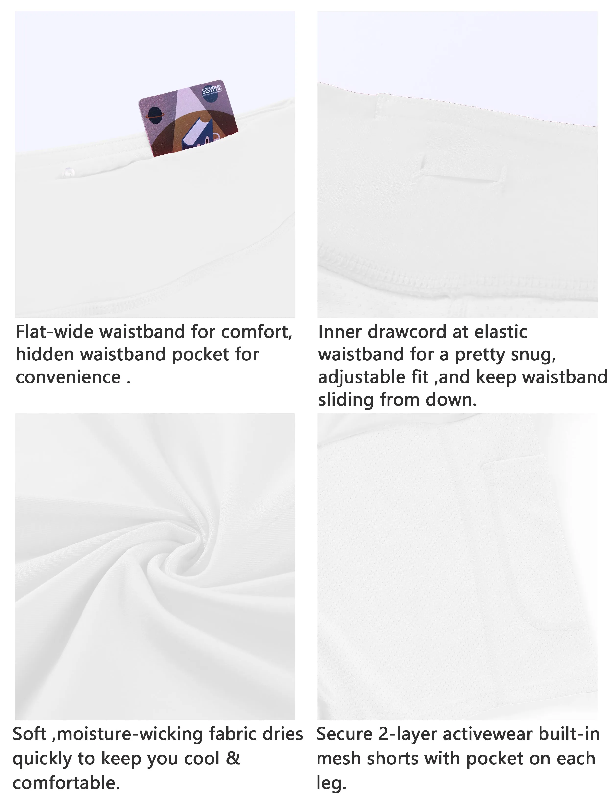 Athletic Tennis Golf Pleated Skort with Pocket Shorts white_Pilates
