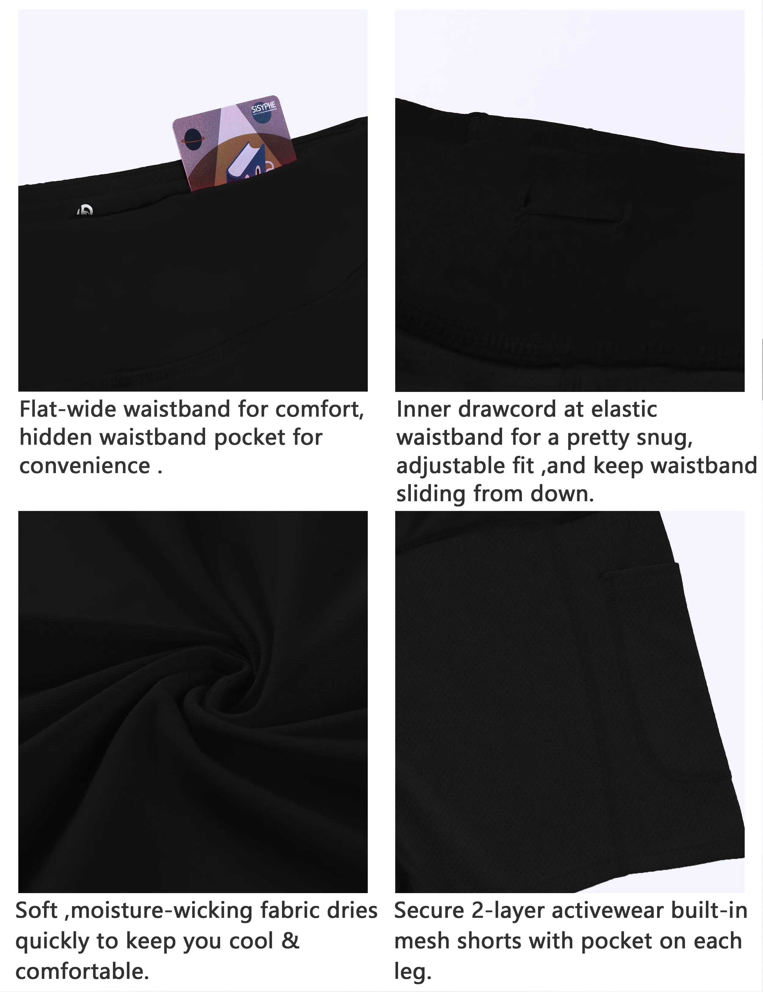 Athletic Tennis Golf Skort with Pocket Shorts black_Golf