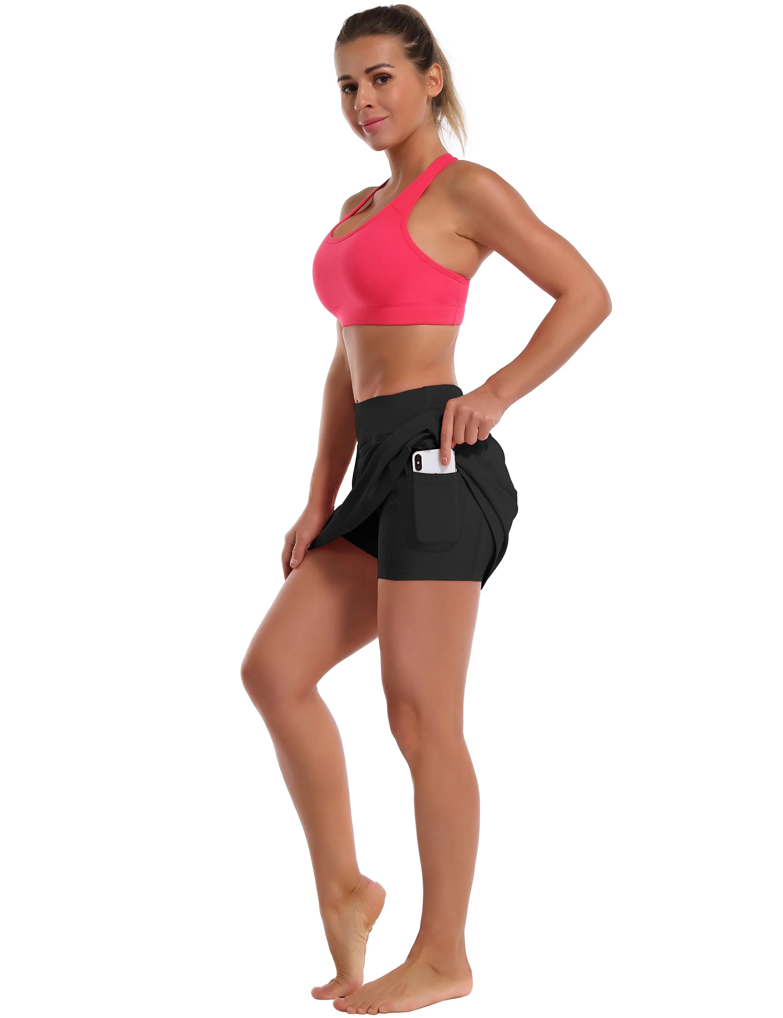 Athletic Tennis Golf Skort with Pocket Shorts black_yoga