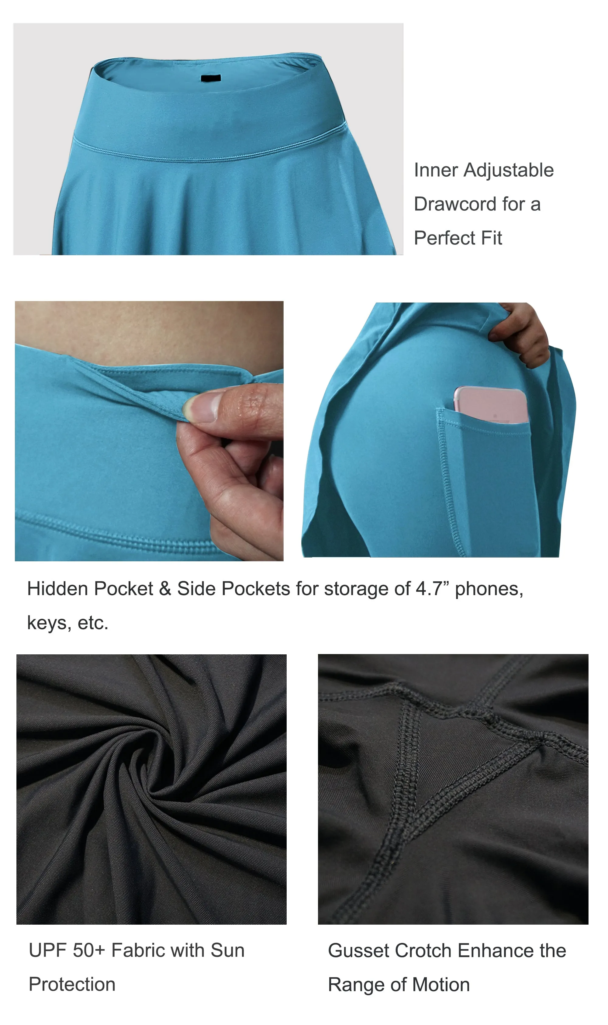 Athletic Tennis Golf Skort with Pocket Shorts blue_yogastudio