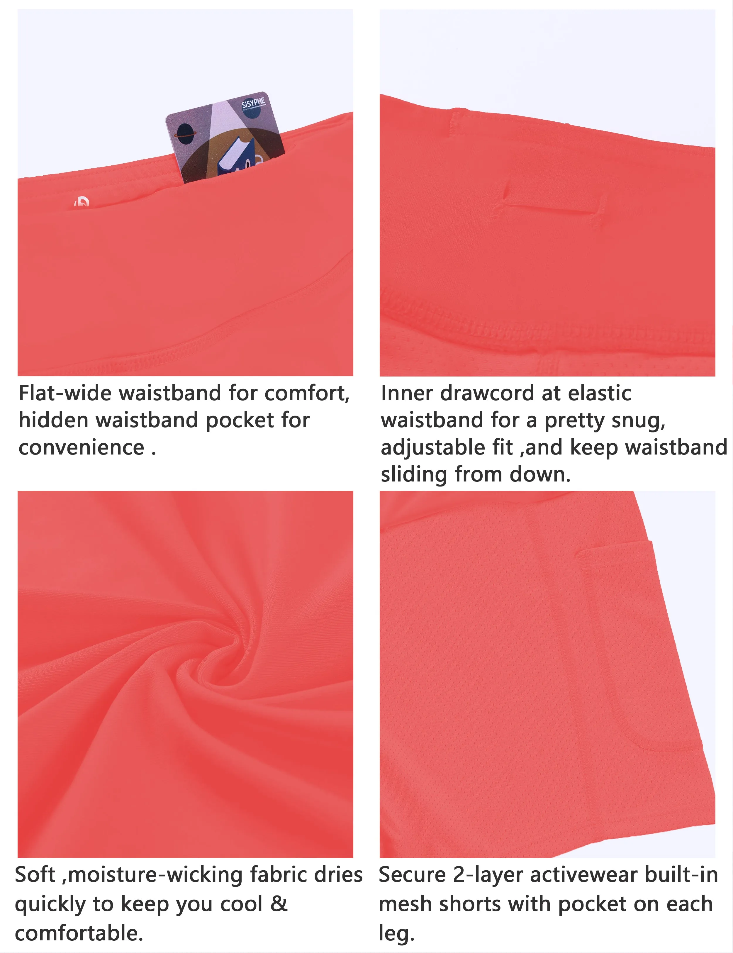 Athletic Tennis Golf Skort with Pocket Shorts coral_Plus Size