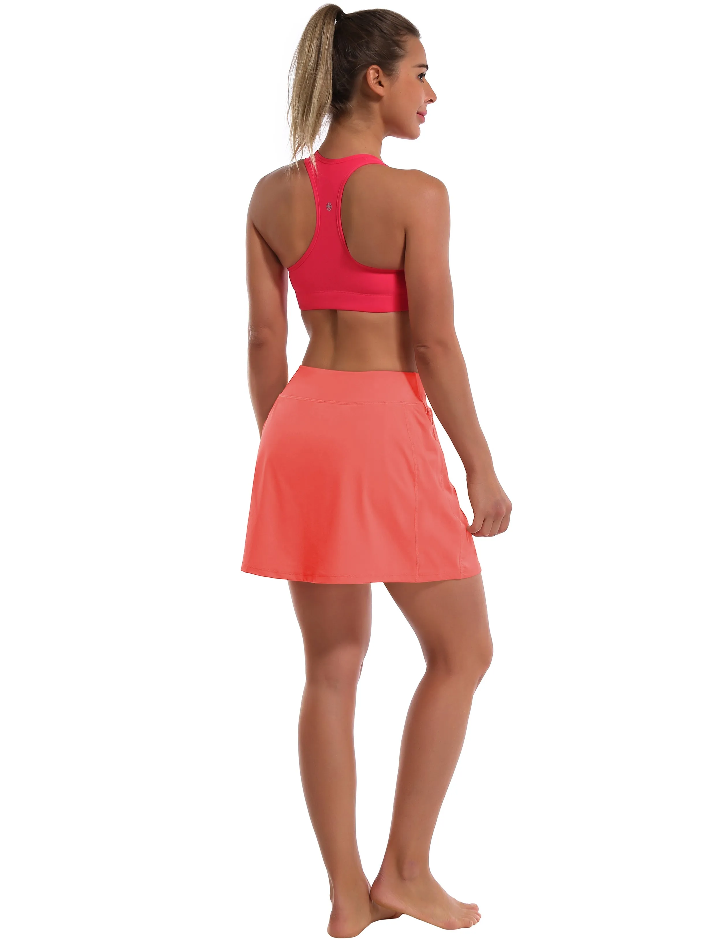 Athletic Tennis Golf Skort with Pocket Shorts coral_Plus Size