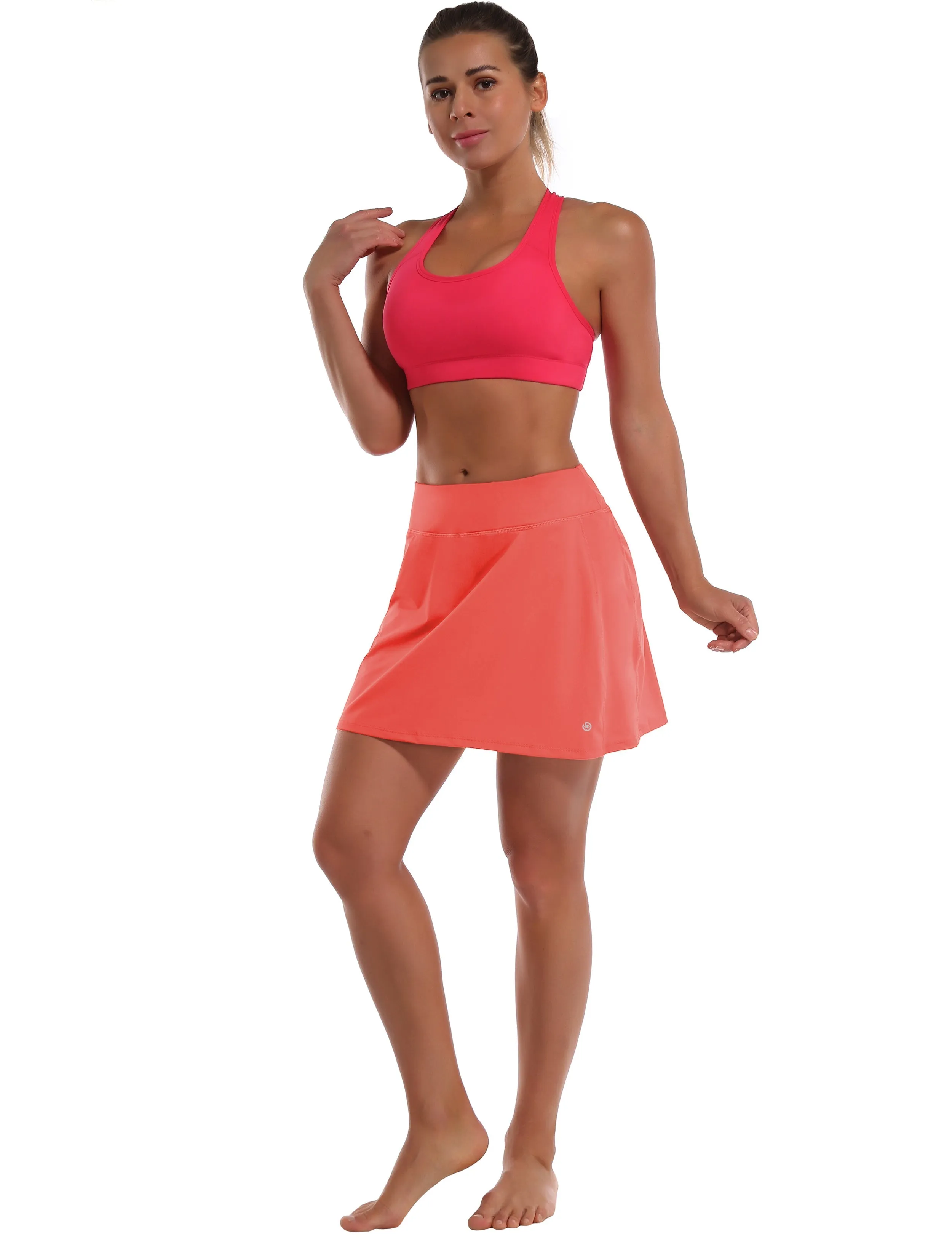 Athletic Tennis Golf Skort with Pocket Shorts coral_Plus Size
