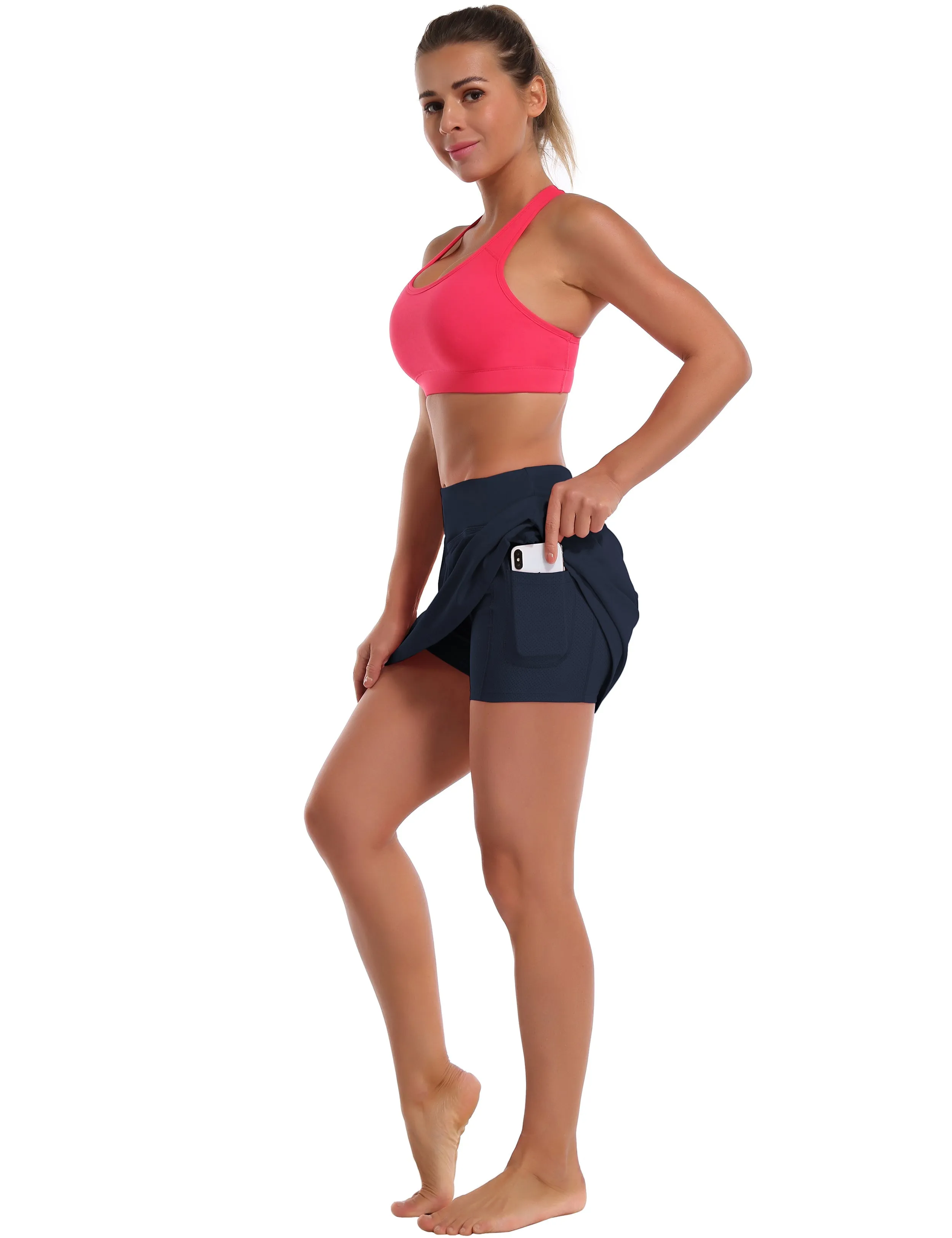 Athletic Tennis Golf Skort with Pocket Shorts darknavy_Tall Size