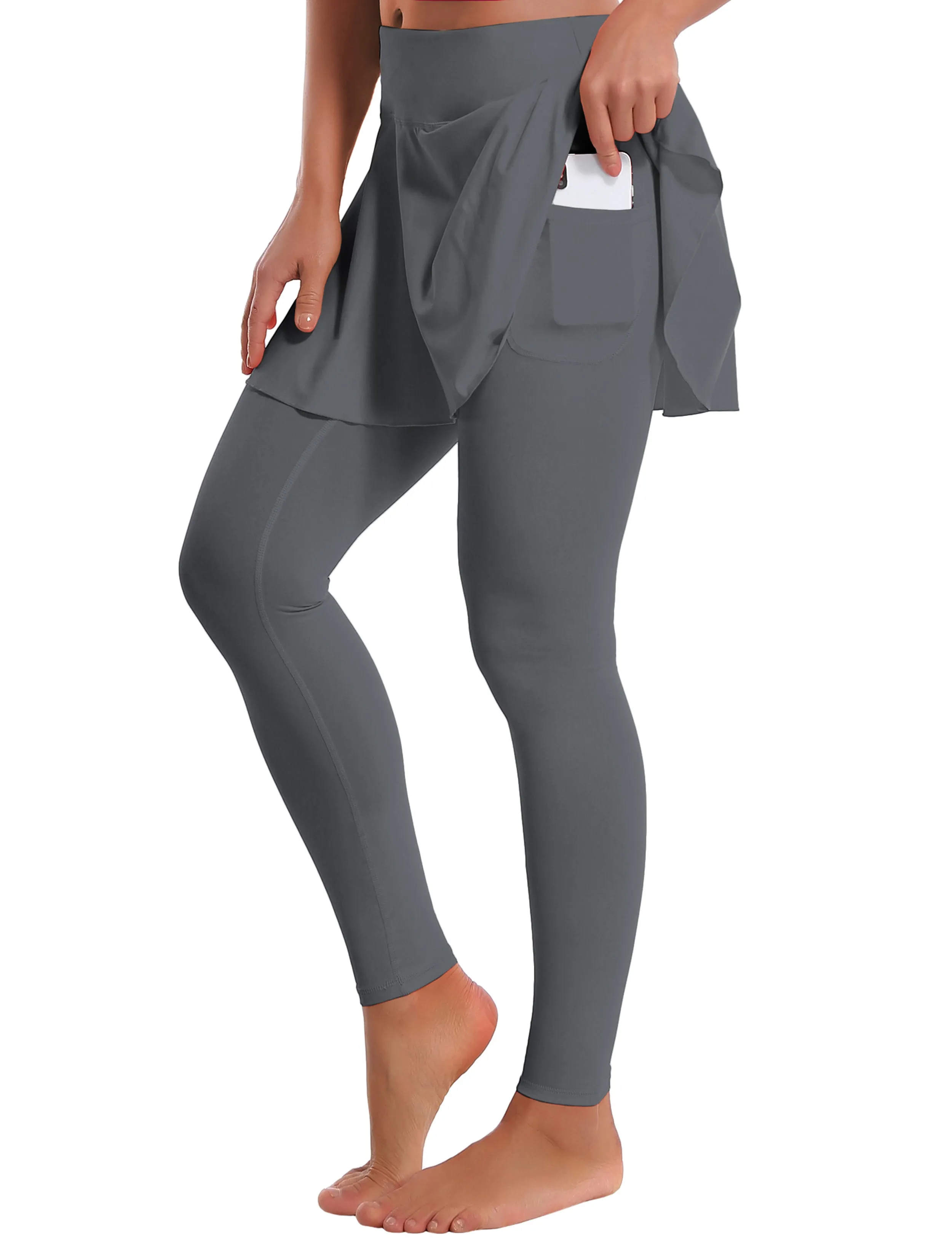 Athletic Tennis Golf Skort with Pocket Shorts gray_Pilates