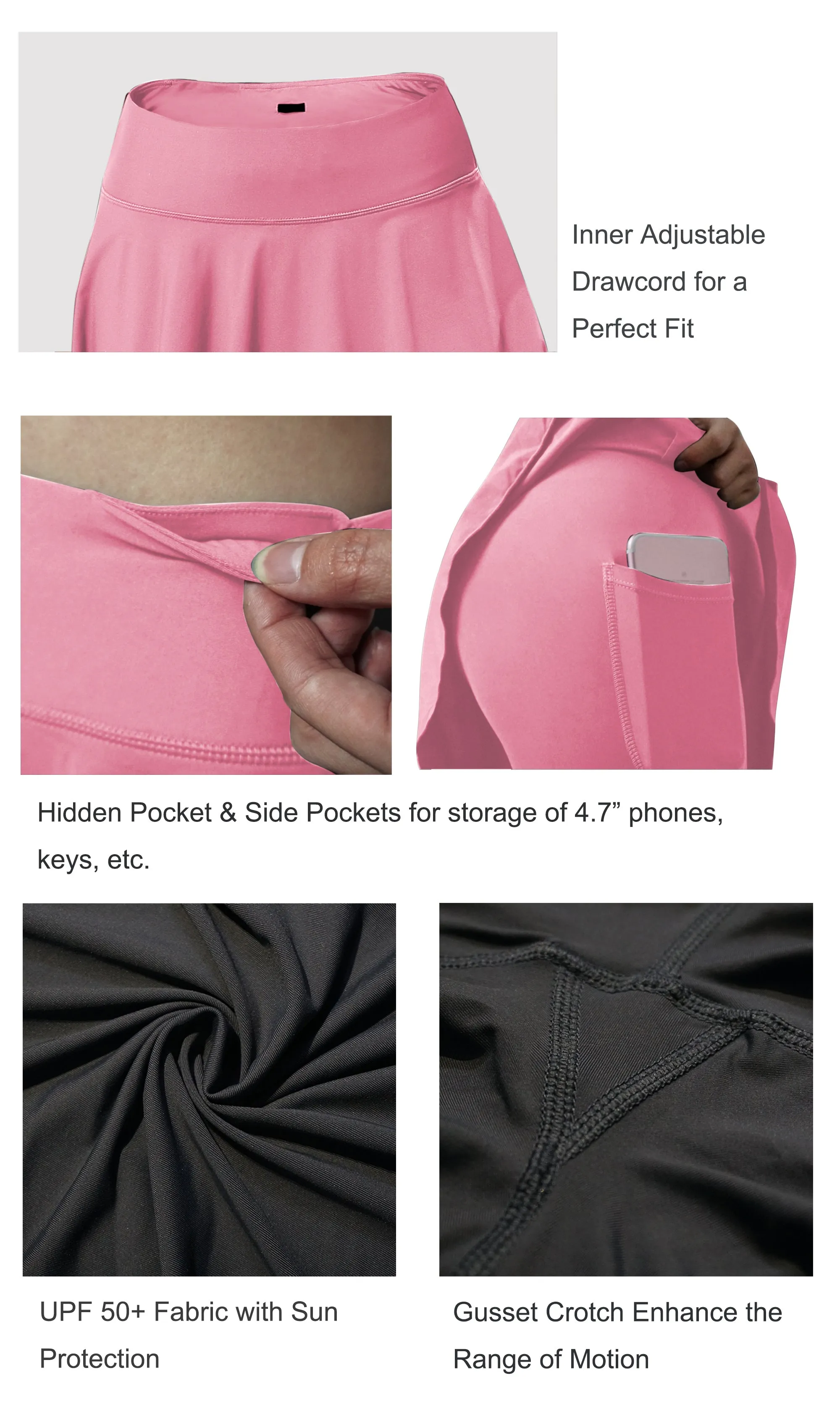 Athletic Tennis Golf Skort with Pocket Shorts lightpink_Golf