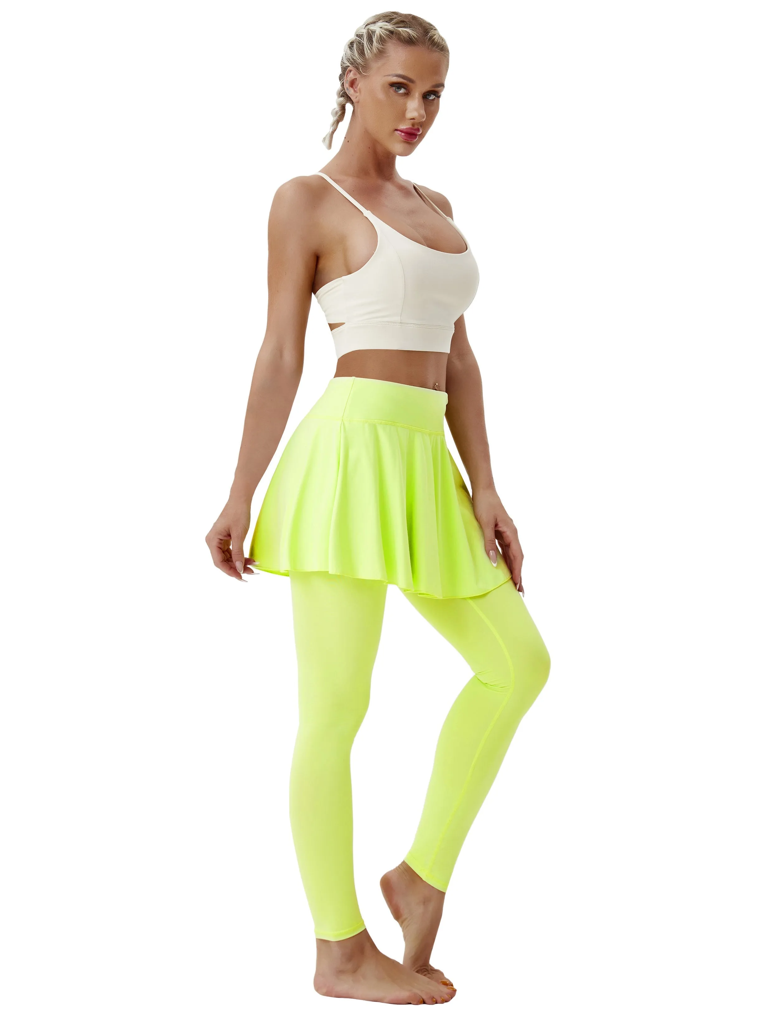 Athletic Tennis Golf Skort with Pocket Shorts neonyellow_Tall Size