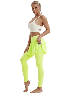 Athletic Tennis Golf Skort with Pocket Shorts neonyellow_Tall Size