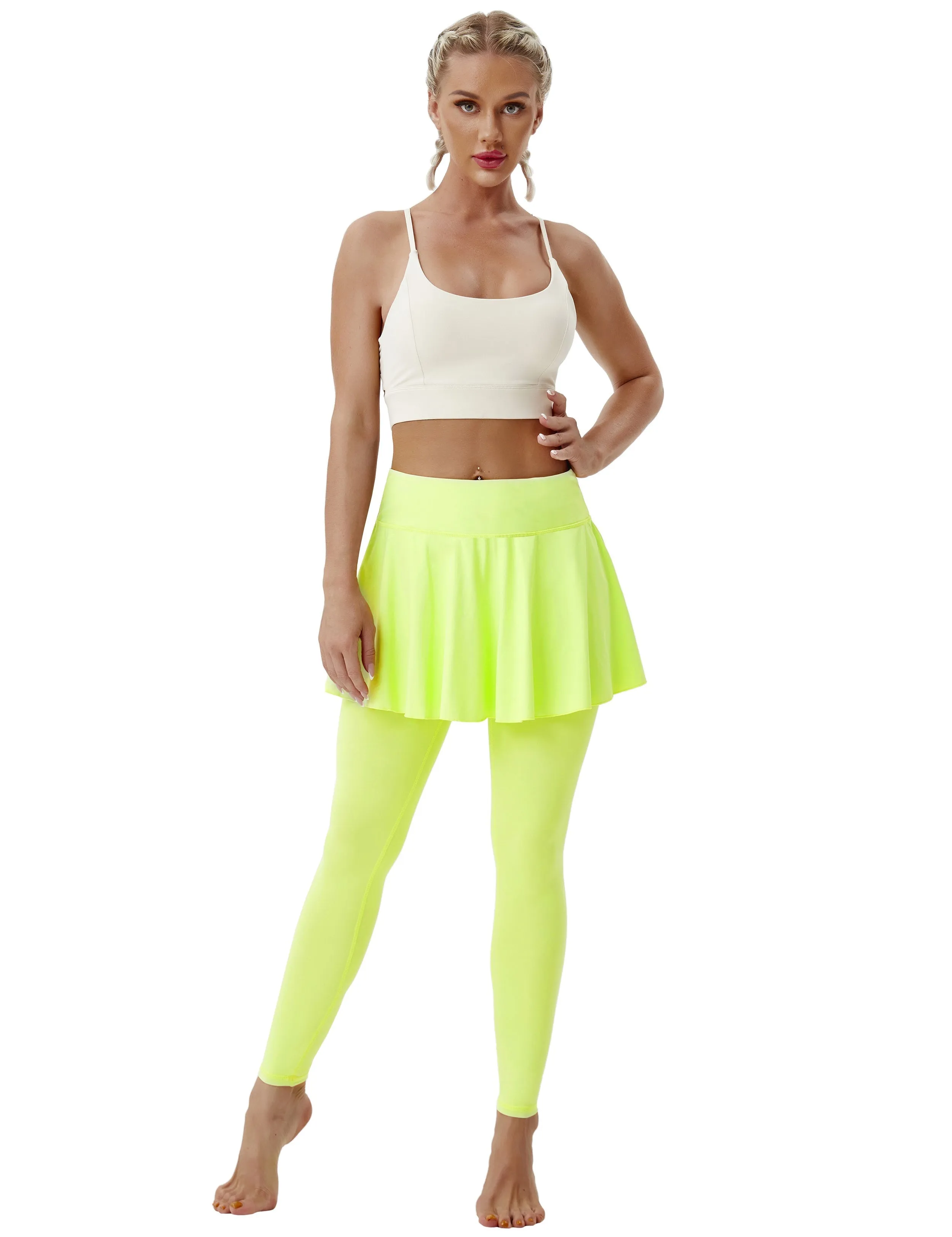 Athletic Tennis Golf Skort with Pocket Shorts neonyellow_Tall Size