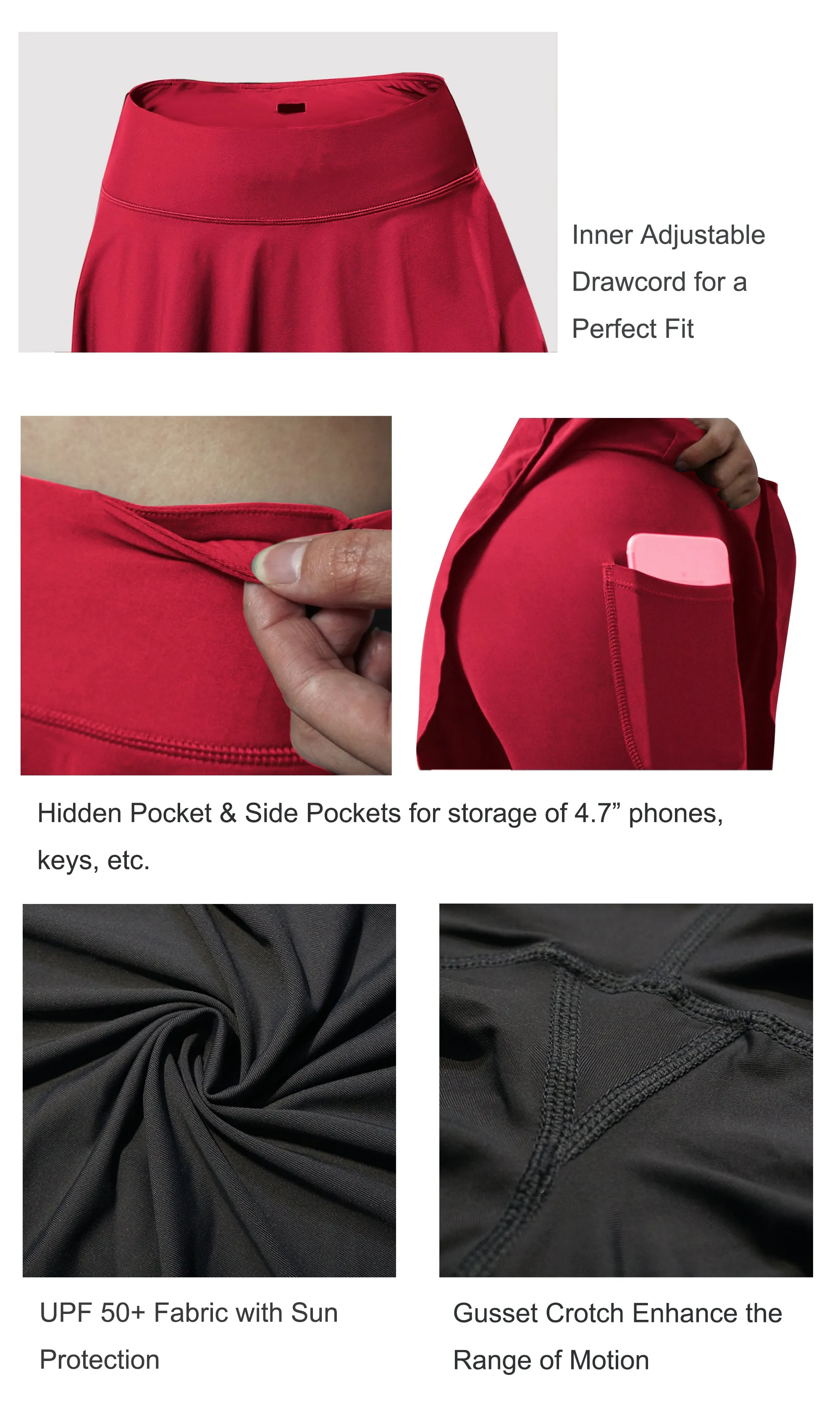 Athletic Tennis Golf Skort with Pocket Shorts rosecoral_Pilates