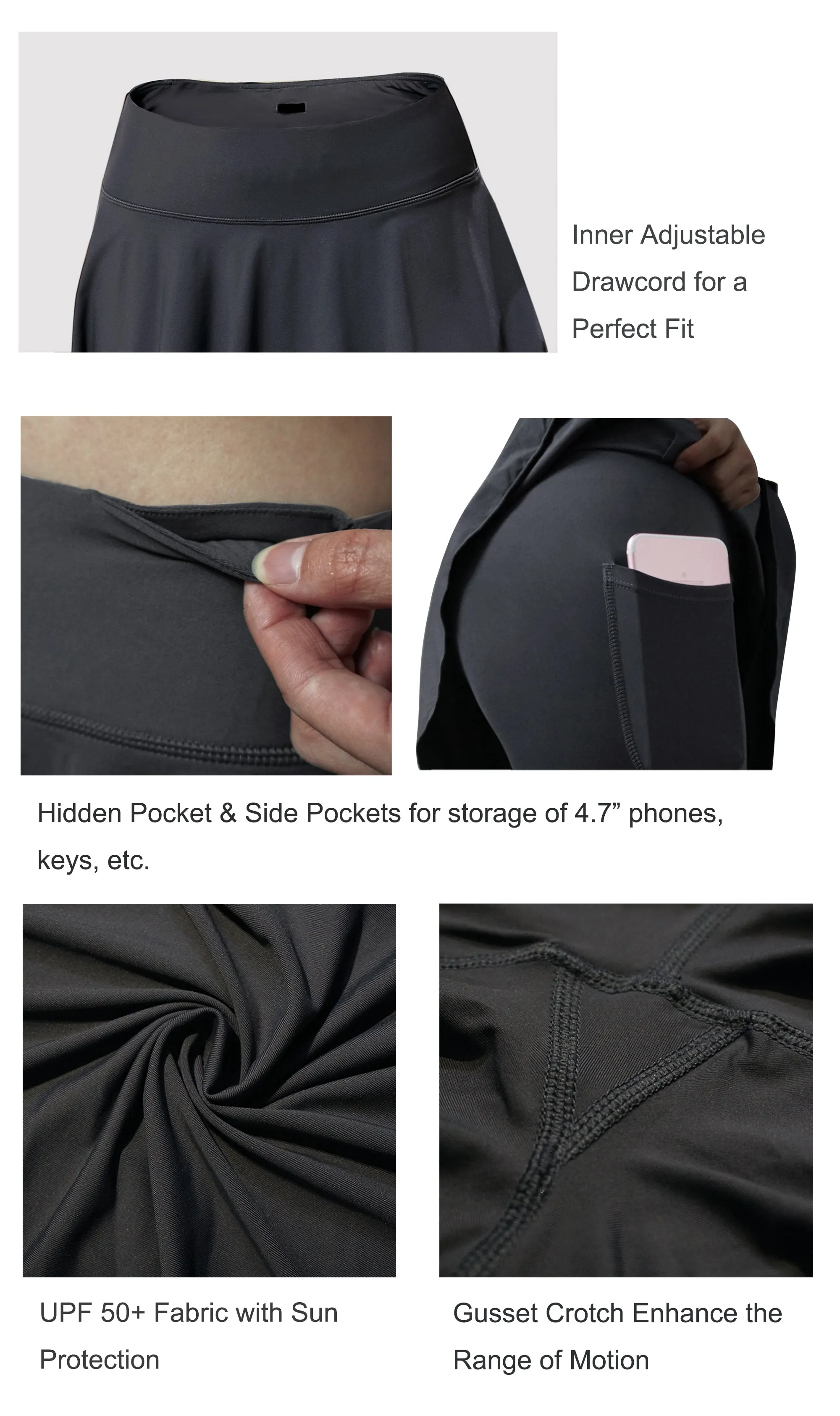 Athletic Tennis Golf Skort with Pocket Shorts shadowcharcoal_Golf
