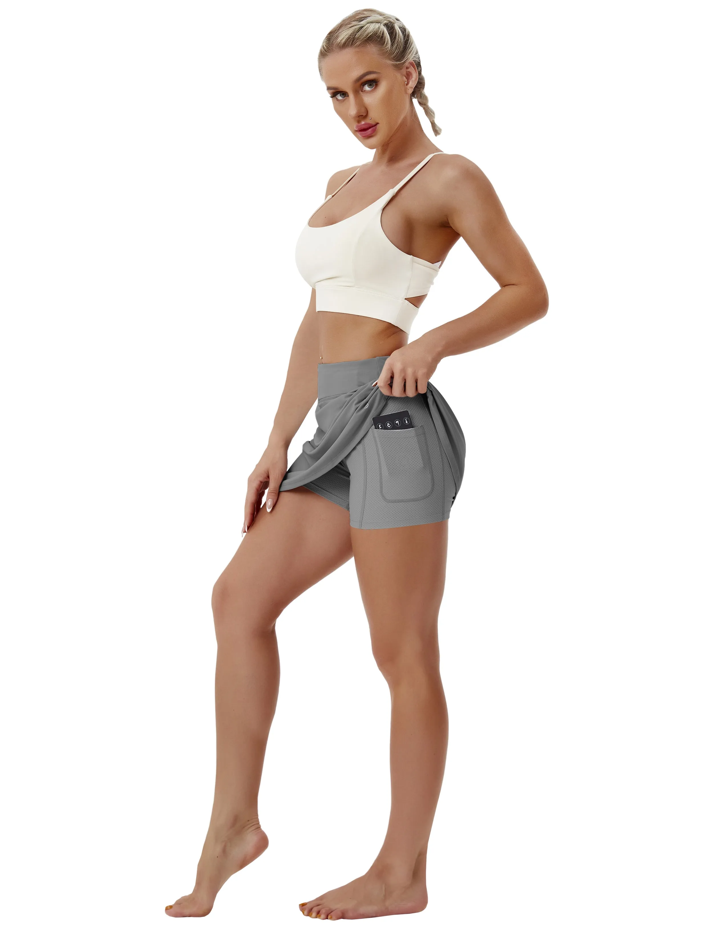 Athletic Tennis Golf Skort with Pockets Shorts gray_yoga