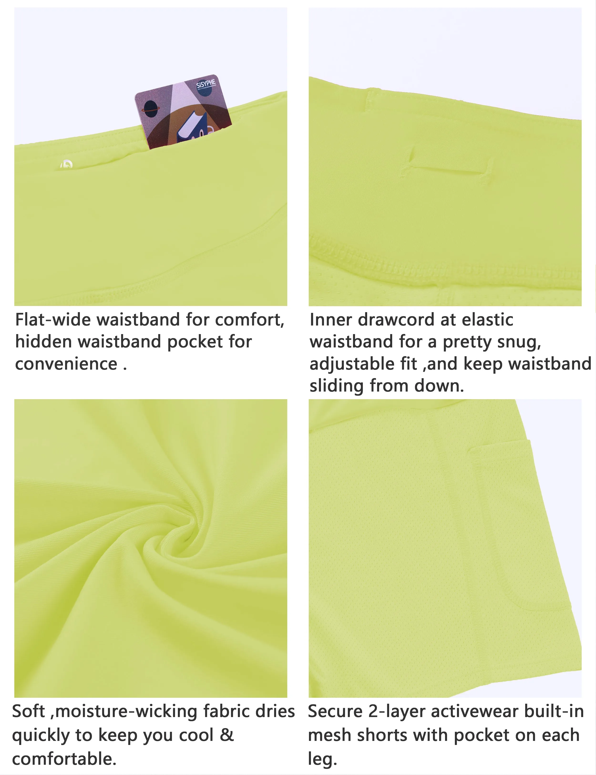 Athletic Tennis Golf Skort with Pockets Shorts neonyellow_Gym