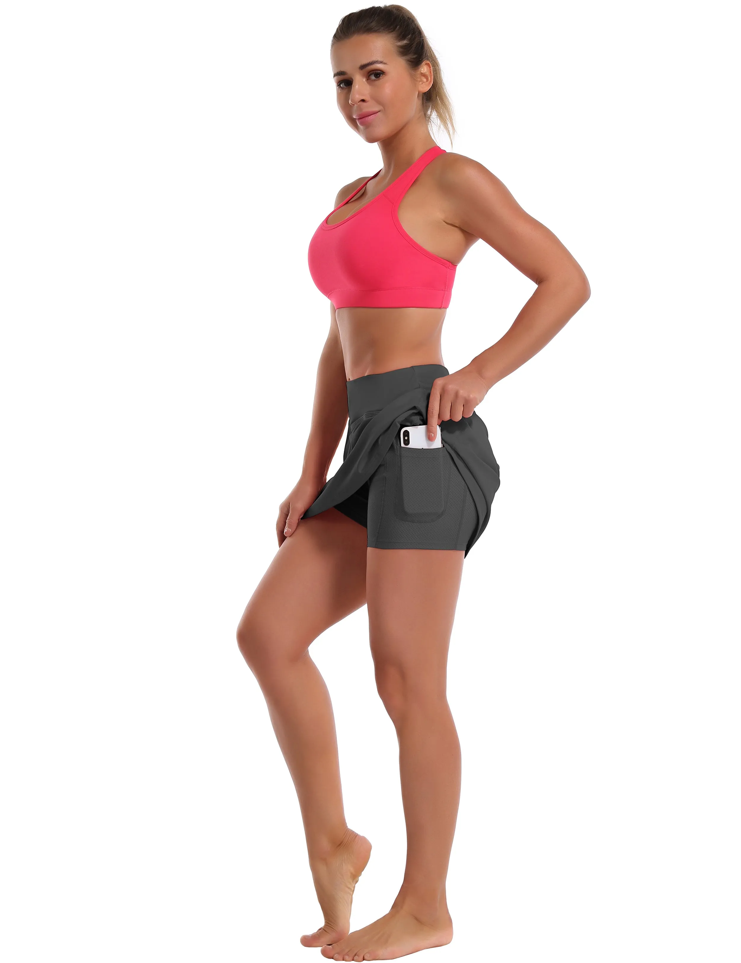 Athletic Tennis Golf Skort with Pockets Shorts shadowcharcoal_Biking