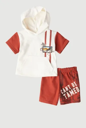 Baby Boys 0-9M Horse Graphic Hooded Top and Shorts