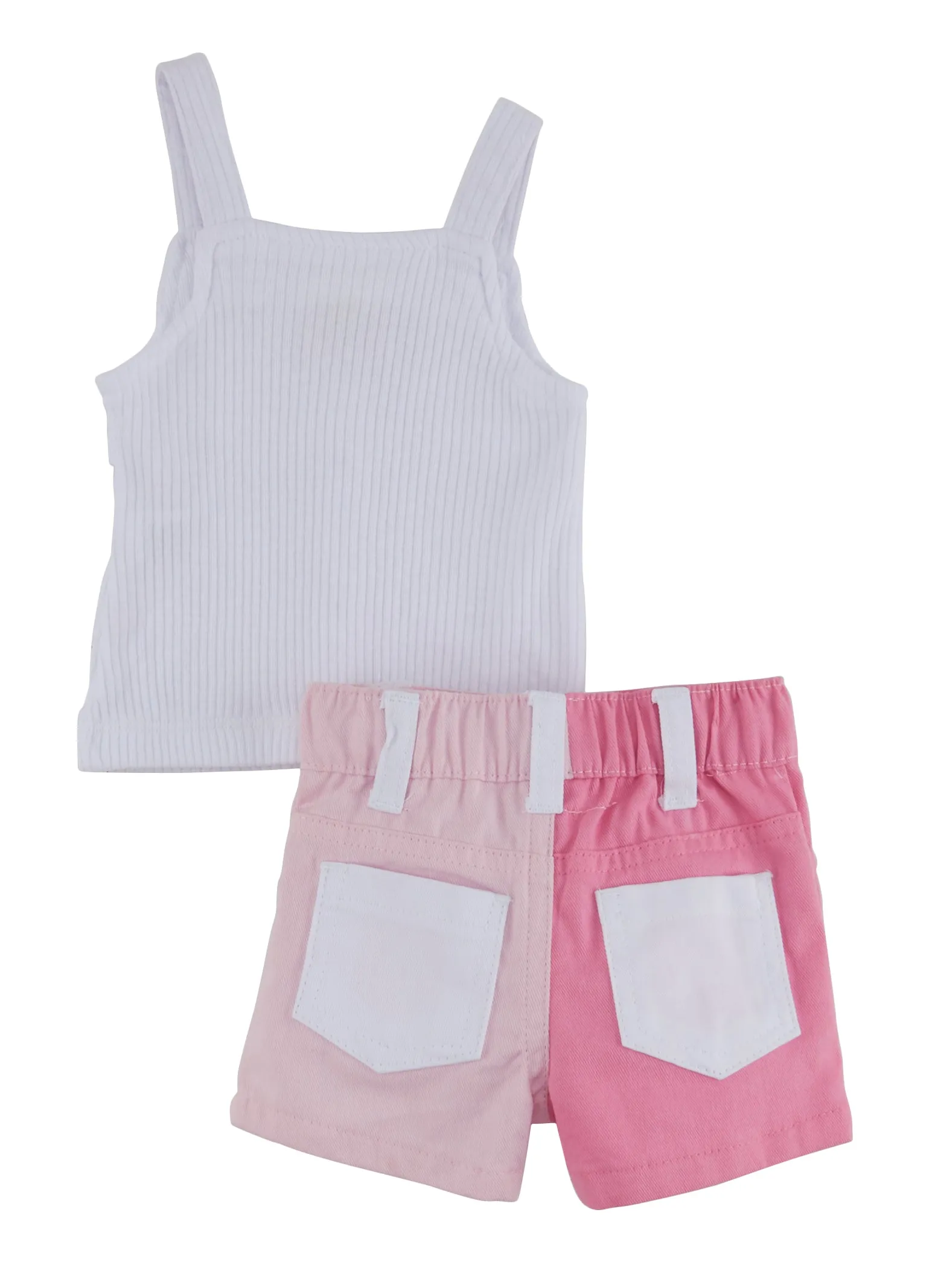 Baby Girls 0-9M Button Front Tank Top and Color Block Shorts